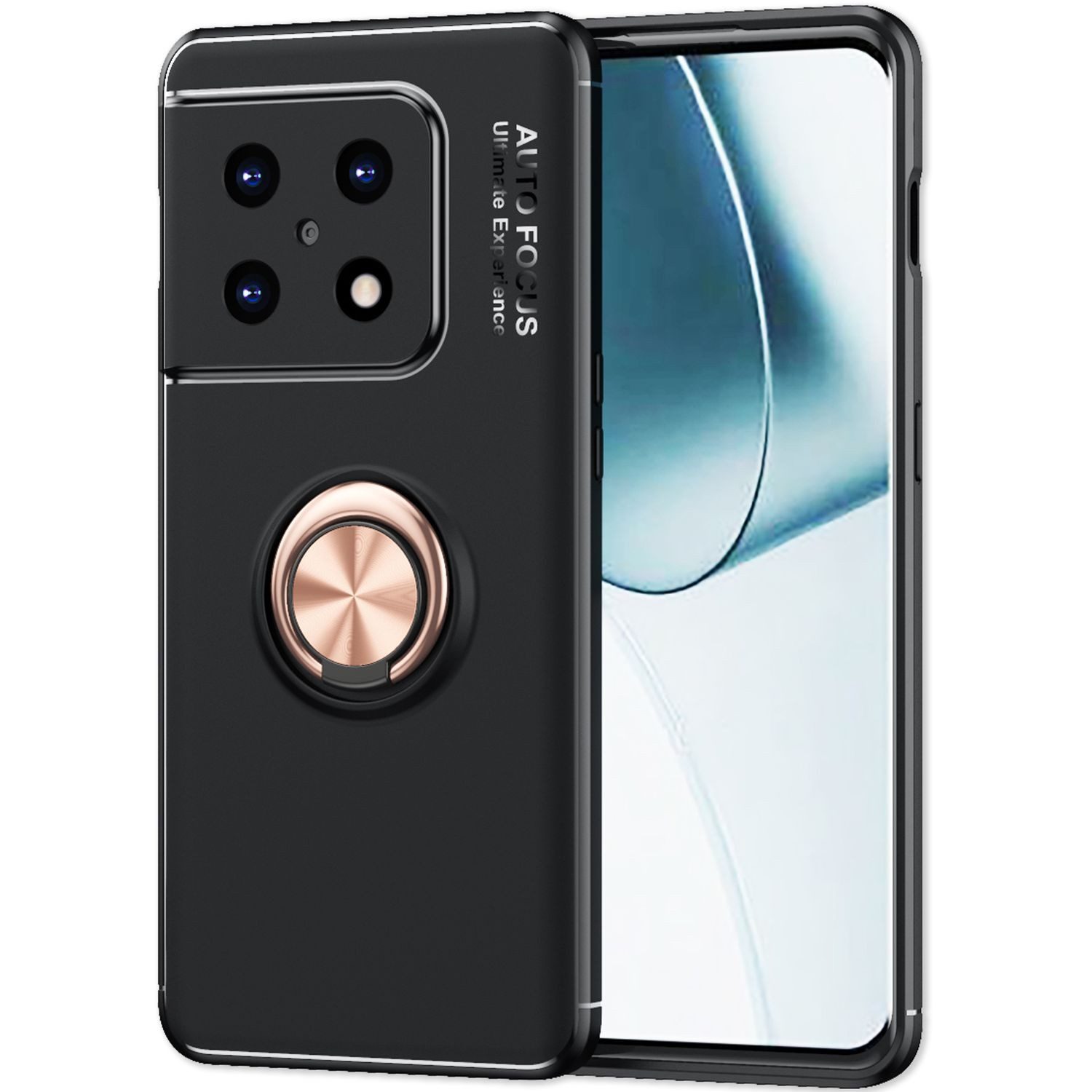 Nalia Smartphone-Hülle OnePlus 10 Pro 17 cm (6,7 Zoll), Matte Ring Silikon Hülle / 360 Grad Ring / Standfunktion / Rutschfest