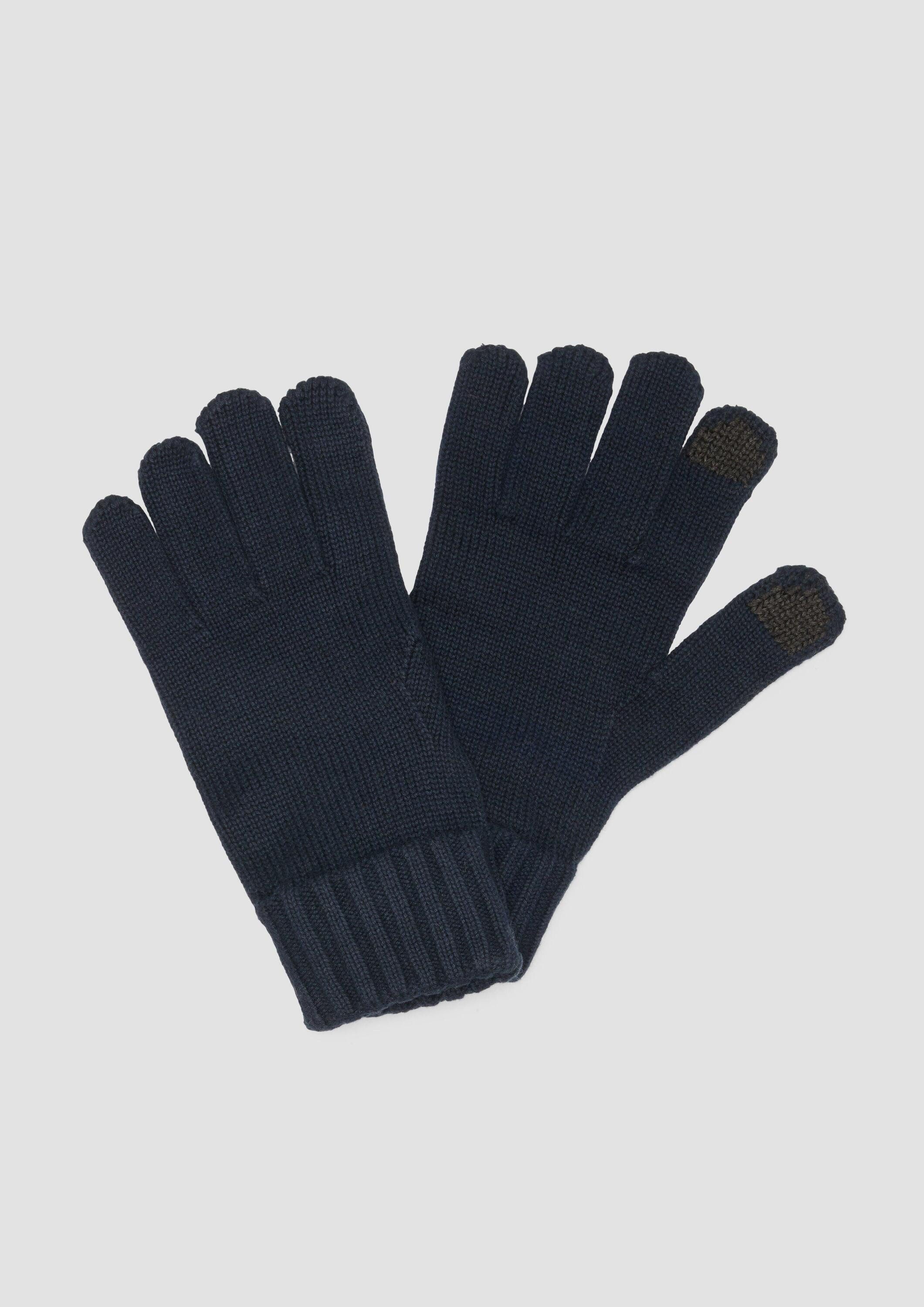 s.Oliver Strickhandschuhe Handschuhe Handschuhe aus Baumwollstrick mit Touchscreen Funktion