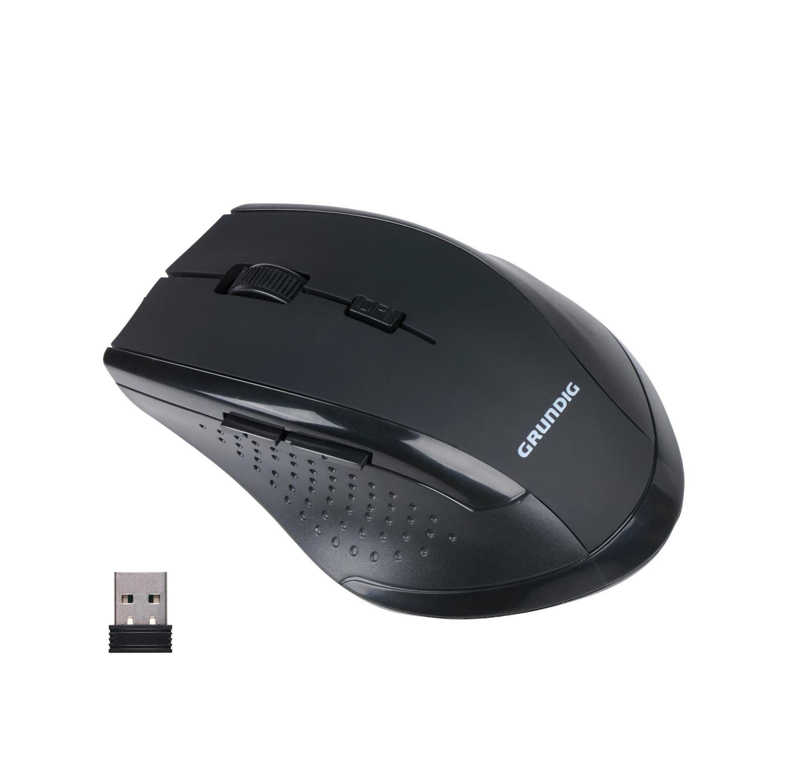 Grundig Kabellose USB Maus ergonomisch Funk Maus 1600 DPI - 6 Tasten Maus (Funk, Ergonomisch, leise)