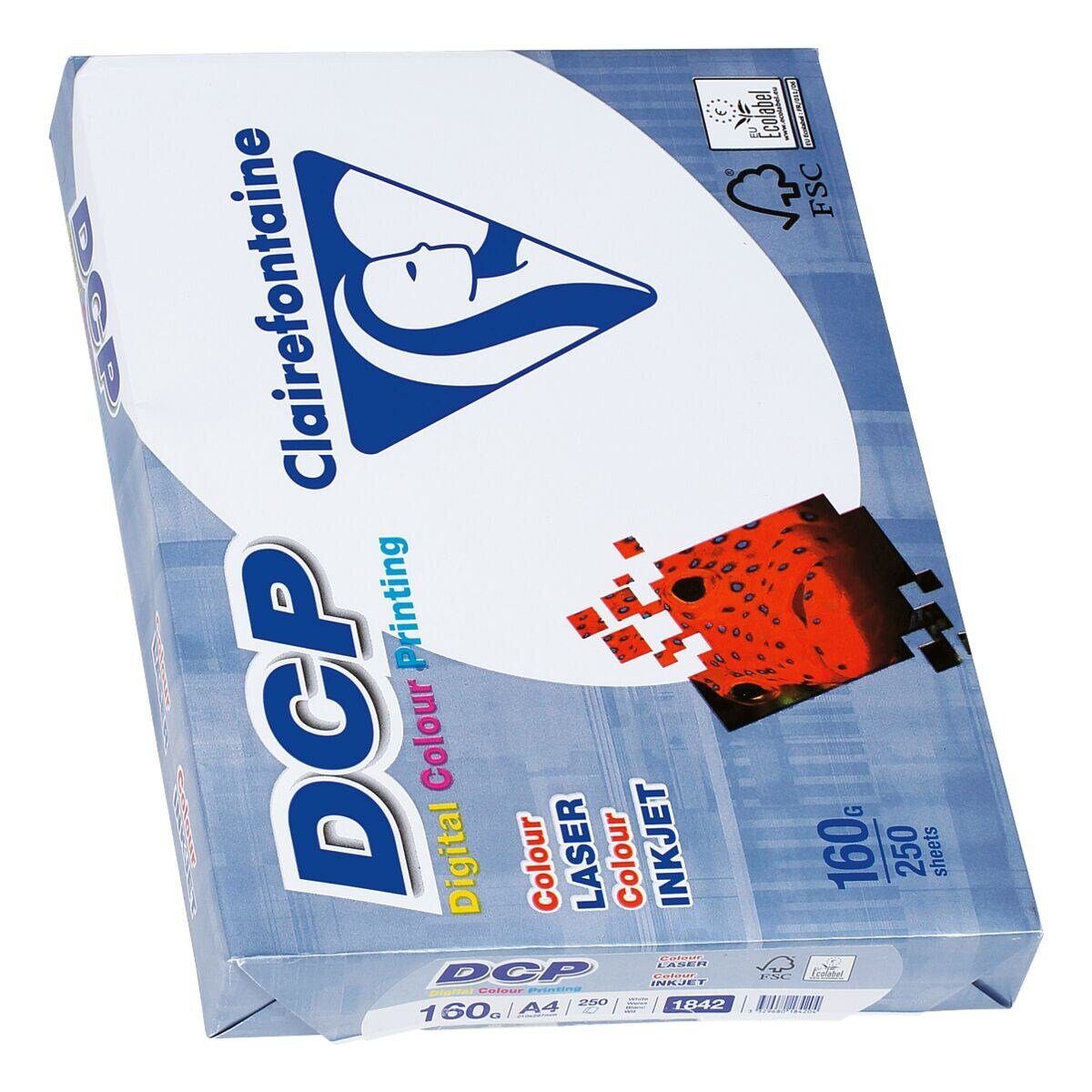 CLAIREFONTAINE Farblaser-Druckerpapier DCP, Format DIN A4, 160 g/m², 172 CIE, 250 Blatt