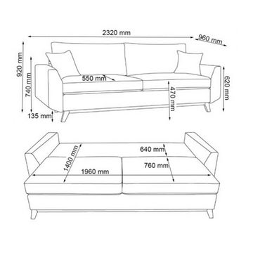 VitaliSpa® Schlafsofa Schlafcouch Boxspringsofa Sidney Schlaffunktion Bettkasten