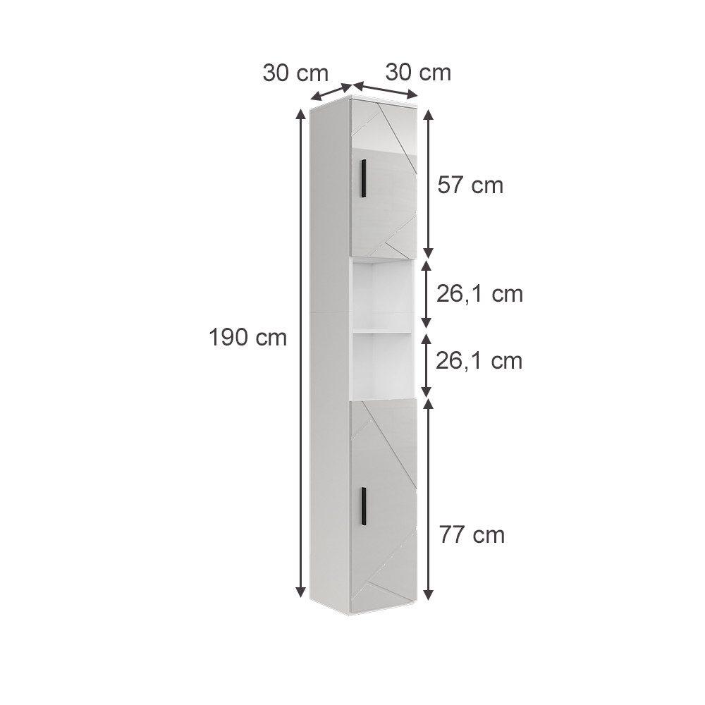 Vicco Hochschrank Irma, Weiß/Weiß Hochglanz, 30 günstig online kaufen