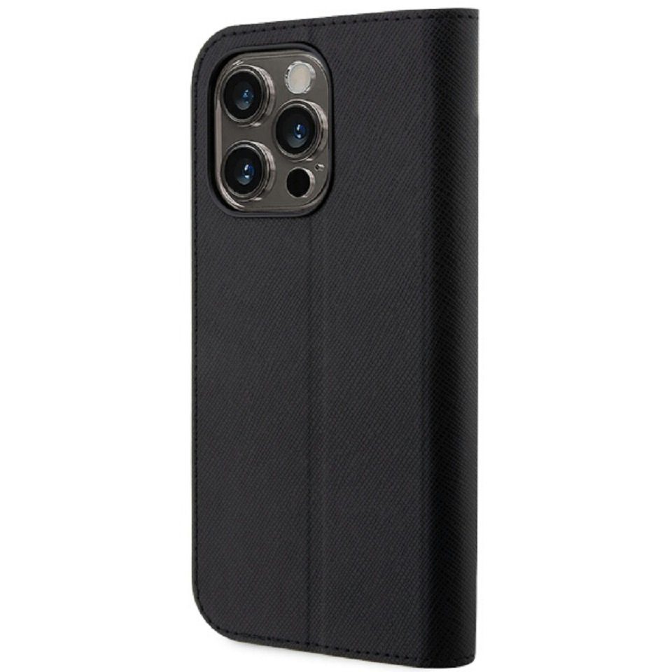 KARL LAGERFELD Handyhülle Bookcase iPhone 14 Pro Kunstleder aufstellbar schwarz 6,1 Zoll, Kantenschutz