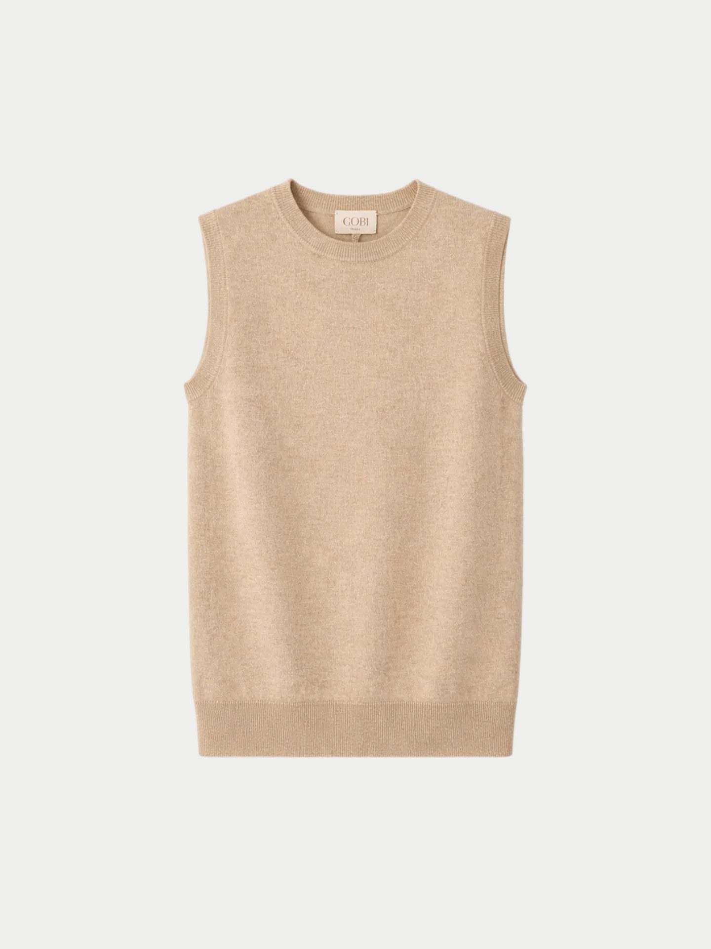 GOBI Cashmere Stricktop Damen Kaschmir-Weste mit Rundhalsausschnitt