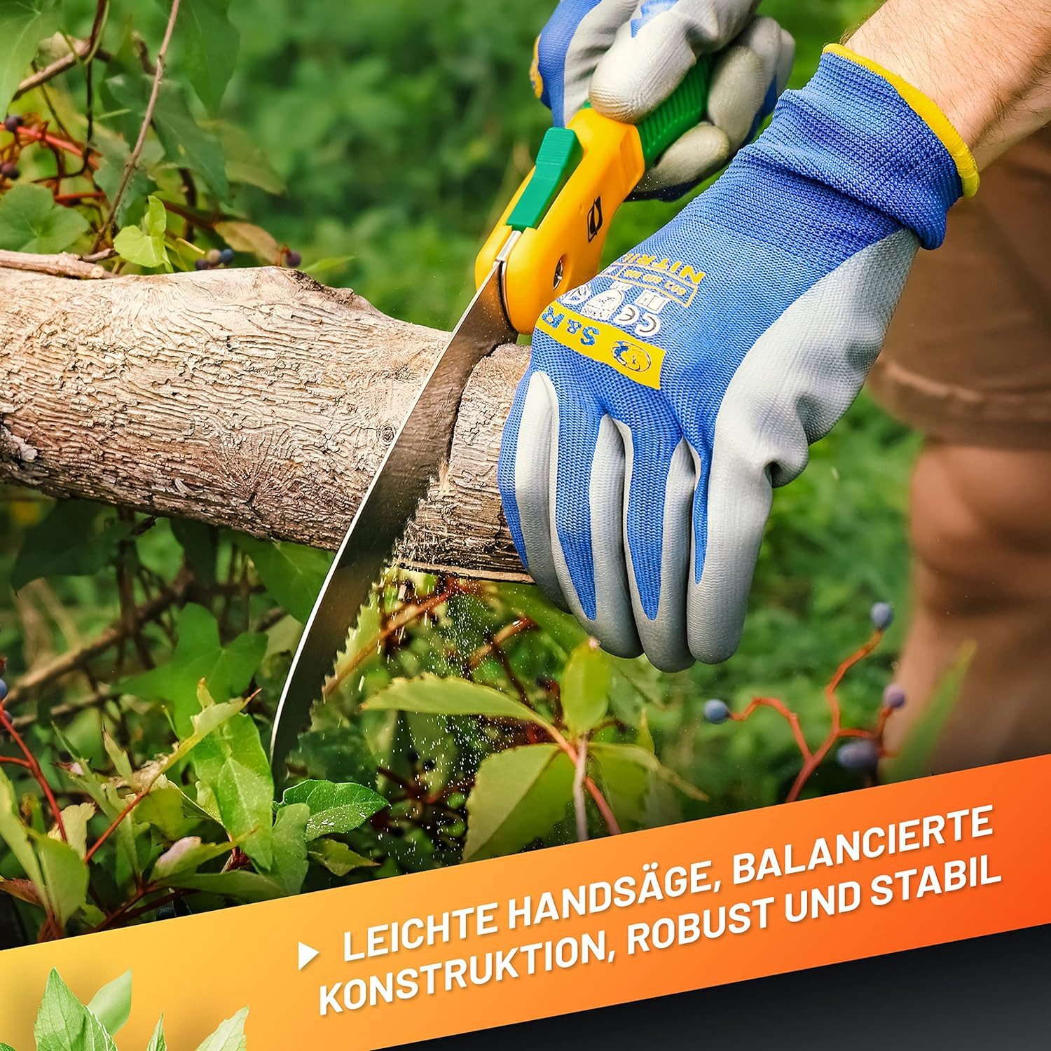 GRÜNTEK Klappsäge Holzsäge HAI, Baumsäge mit 180 mm Klinge aus Werkzeugstahl (Ein sauberer Schnitt garantiert! Geeignet auch für dickere Äste), ideal als Campin – Bild 4 von 5