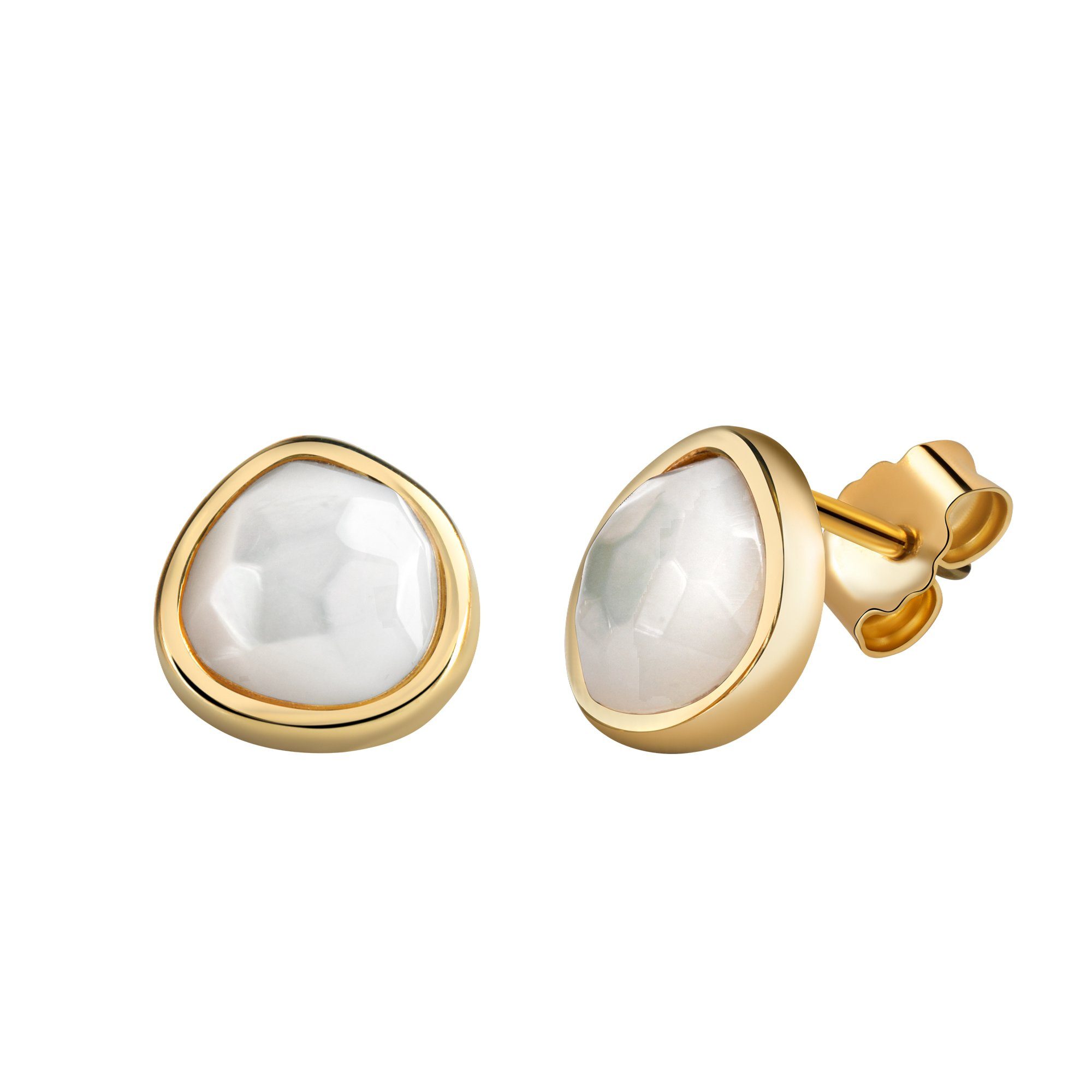 Zeeme Paar Ohrstecker Silber 925 vergoldet mit weißem Perlmutt günstig online kaufen