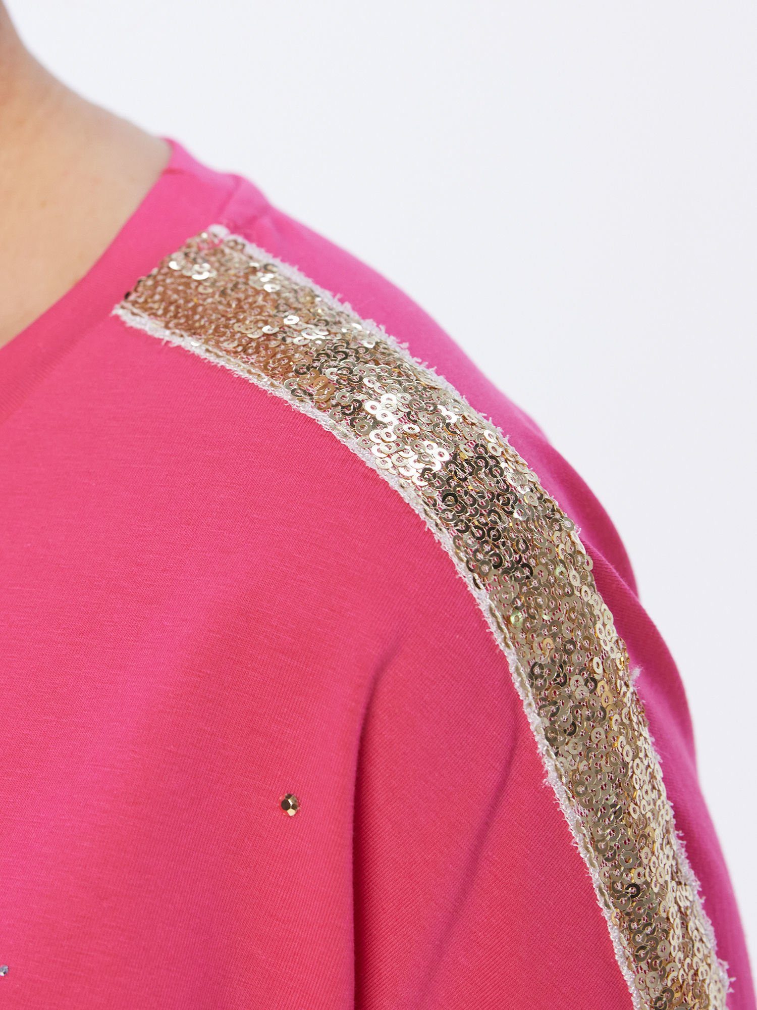 Christian Materne T-Shirt Kurzarmbluse Stern-Motiv mit pink