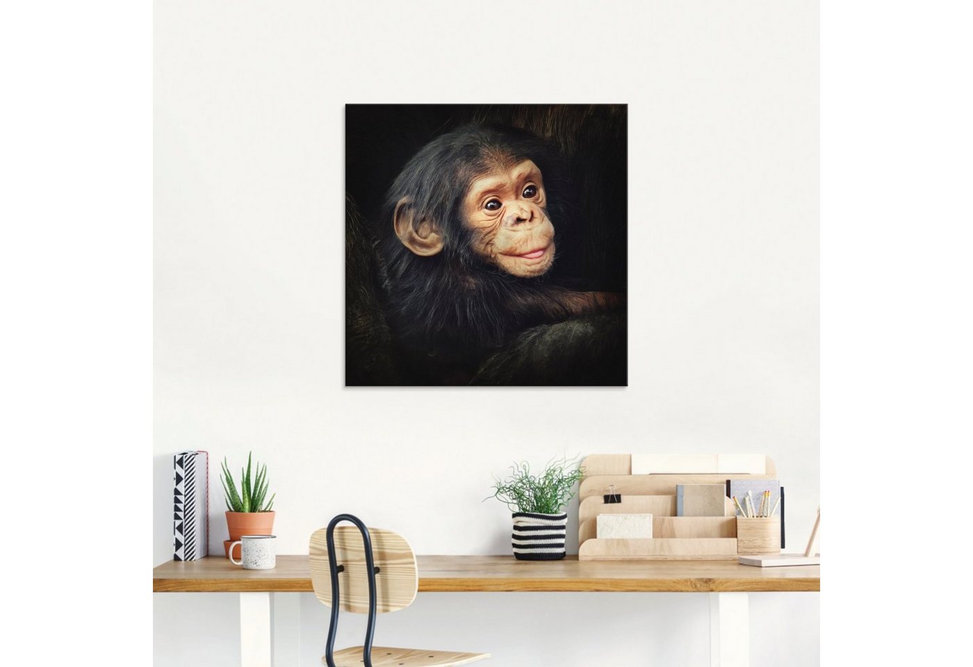 Artland Glasbild »Kleiner Schimpanse«, Wildtiere (1 Stück)-HomeTrends