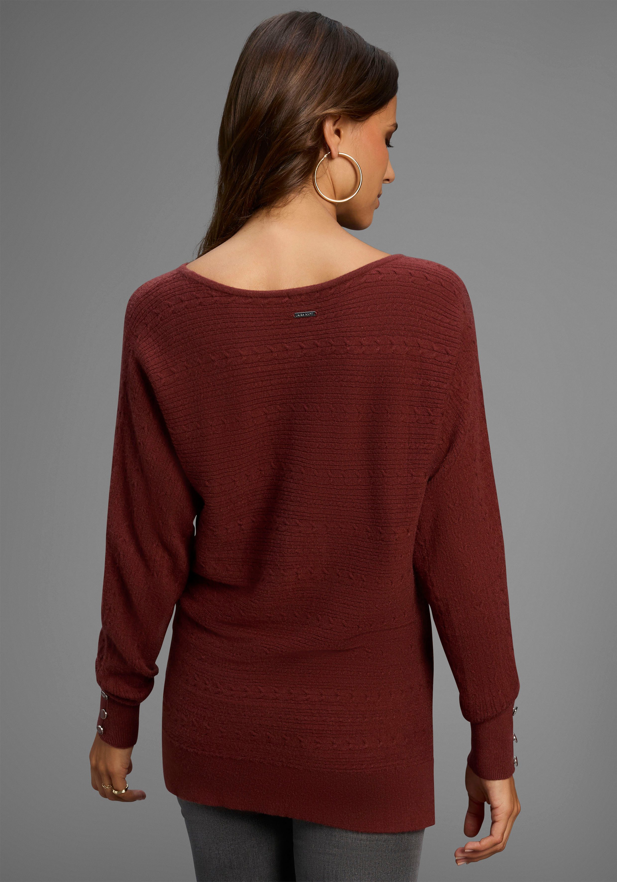 Laura Scott Fledermauspullover kuscheliger Winterstrick mit Zopfstrickmuster - NEUE KOLLEKTION