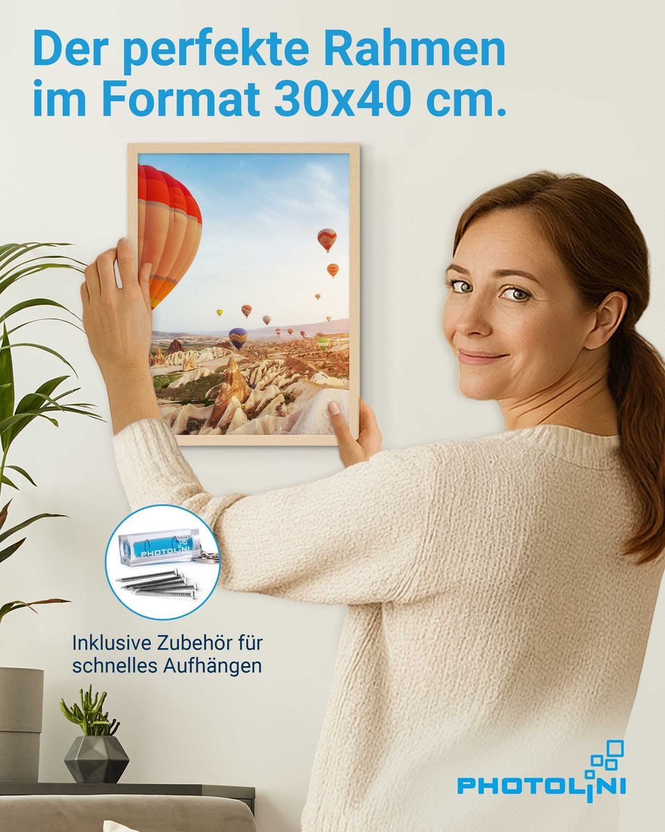 PHOTOLINI Bilderrahmen 3er Set modern mit bruchsicherem Acrylglas, Holz MDF, Fotos & Poster, für 3 Bilder (3er Set), Posterrahmen 30x40 cm zum Aufhängen
