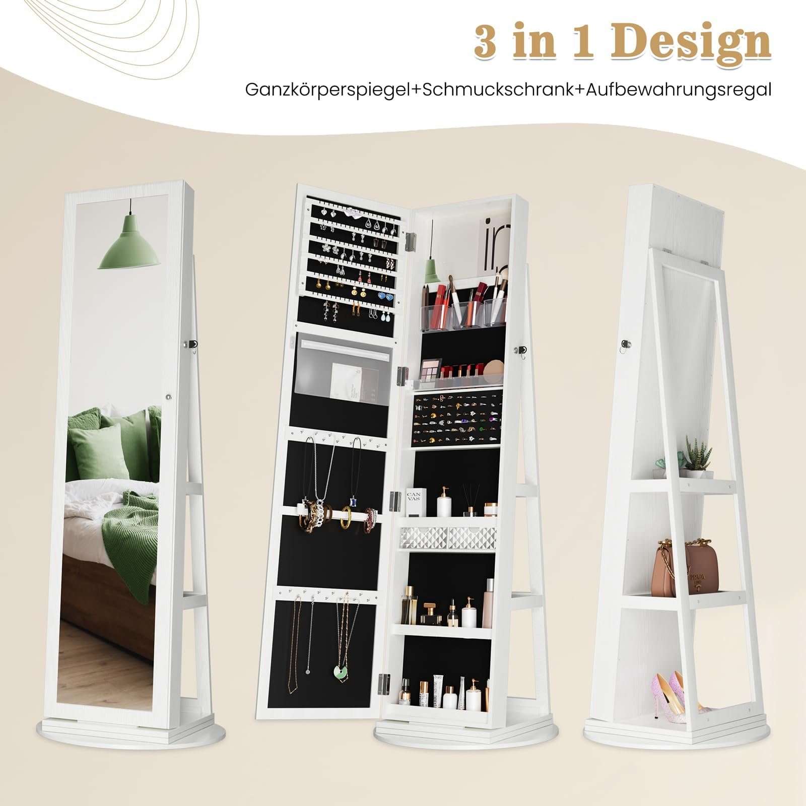 Dripex Schmuckschrank Schmuck Spiegelschrank mit Ganzkörperspiegel günstig online kaufen