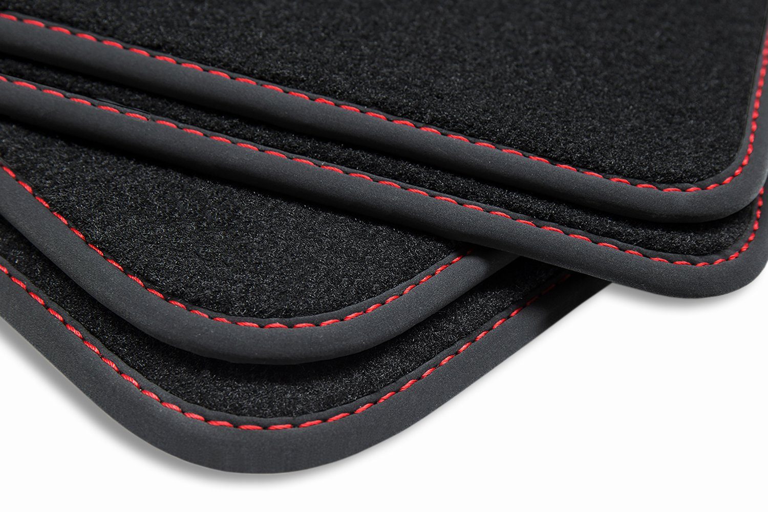 teileplus24 Auto-Fußmatten kompatibel Seat Ateca Velours 5FP Rot BGF455 Set mit Fußmatten 2016