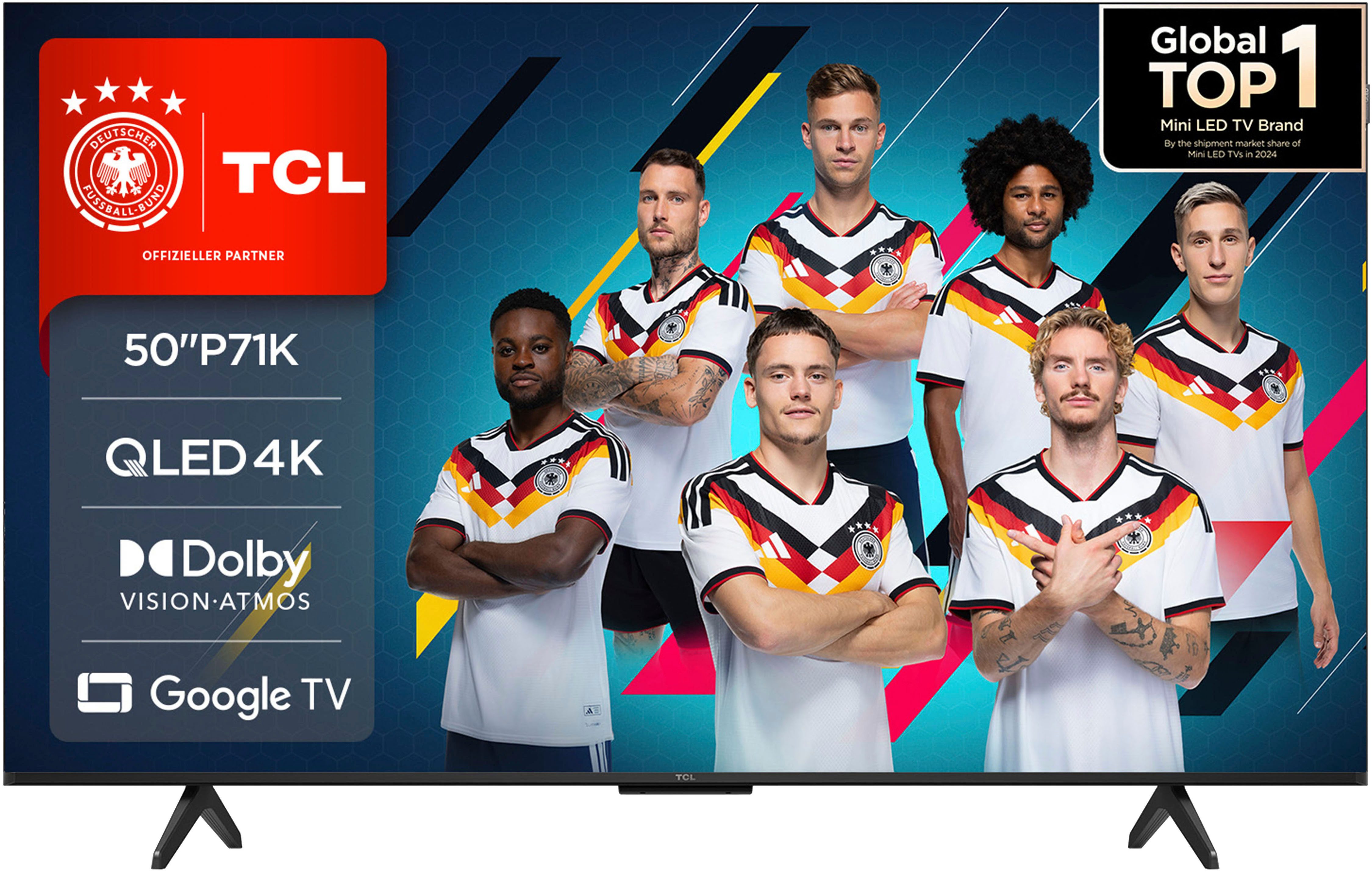 TCL 50P71KX1 QLED-Fernseher (126 cm/50 Zoll, 4K Ultra HD, Google TV, Smart-TV, Multi-HDR, Dolby Vision, Smart TV, Airplay2, Dolby Atmos, Game Master)