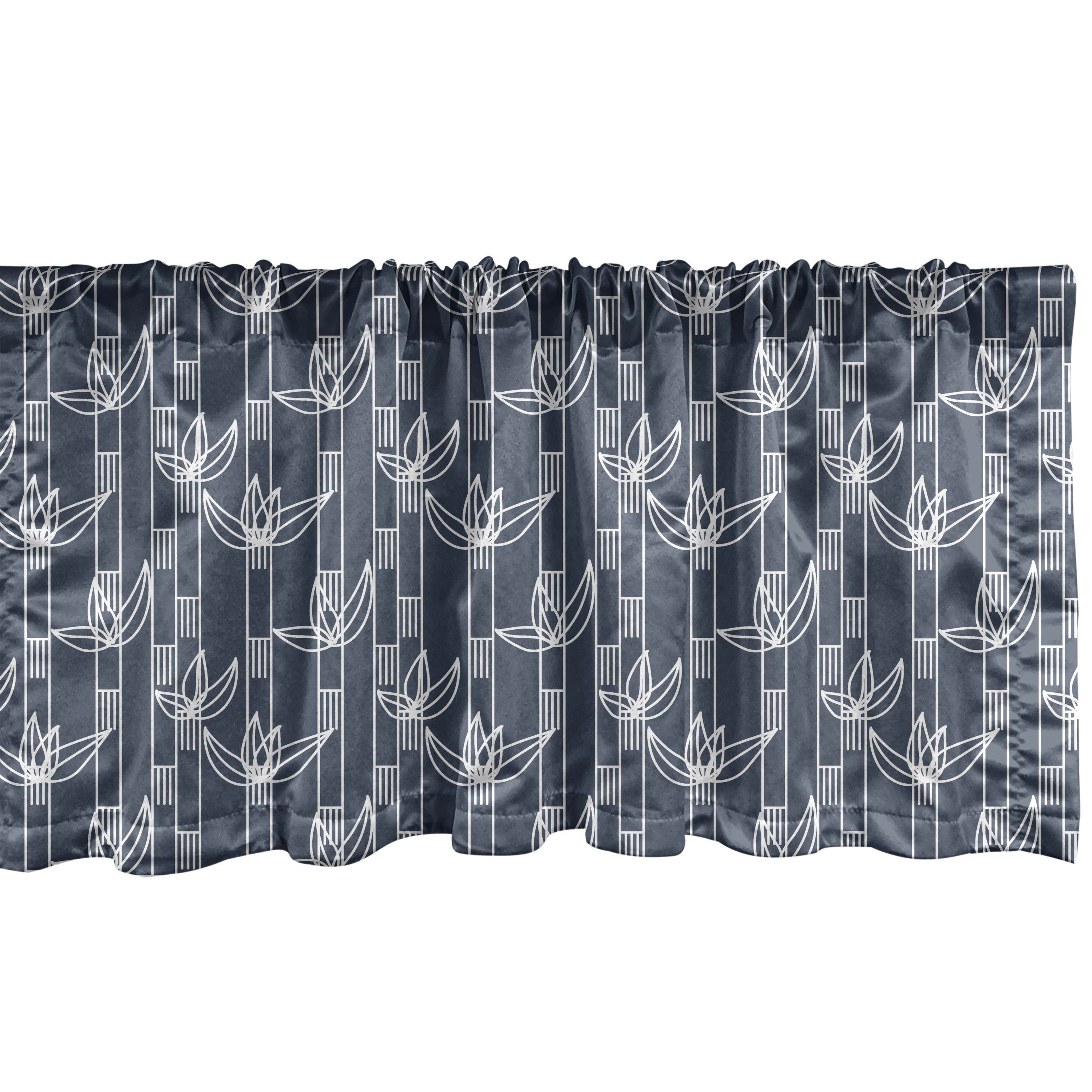 Scheibengardine Vorhang Volant für Küche Schlafzimmer Dekor mit Stangentasche, Abakuhaus, Microfaser, Blumen Japanische gestreifte Grafik