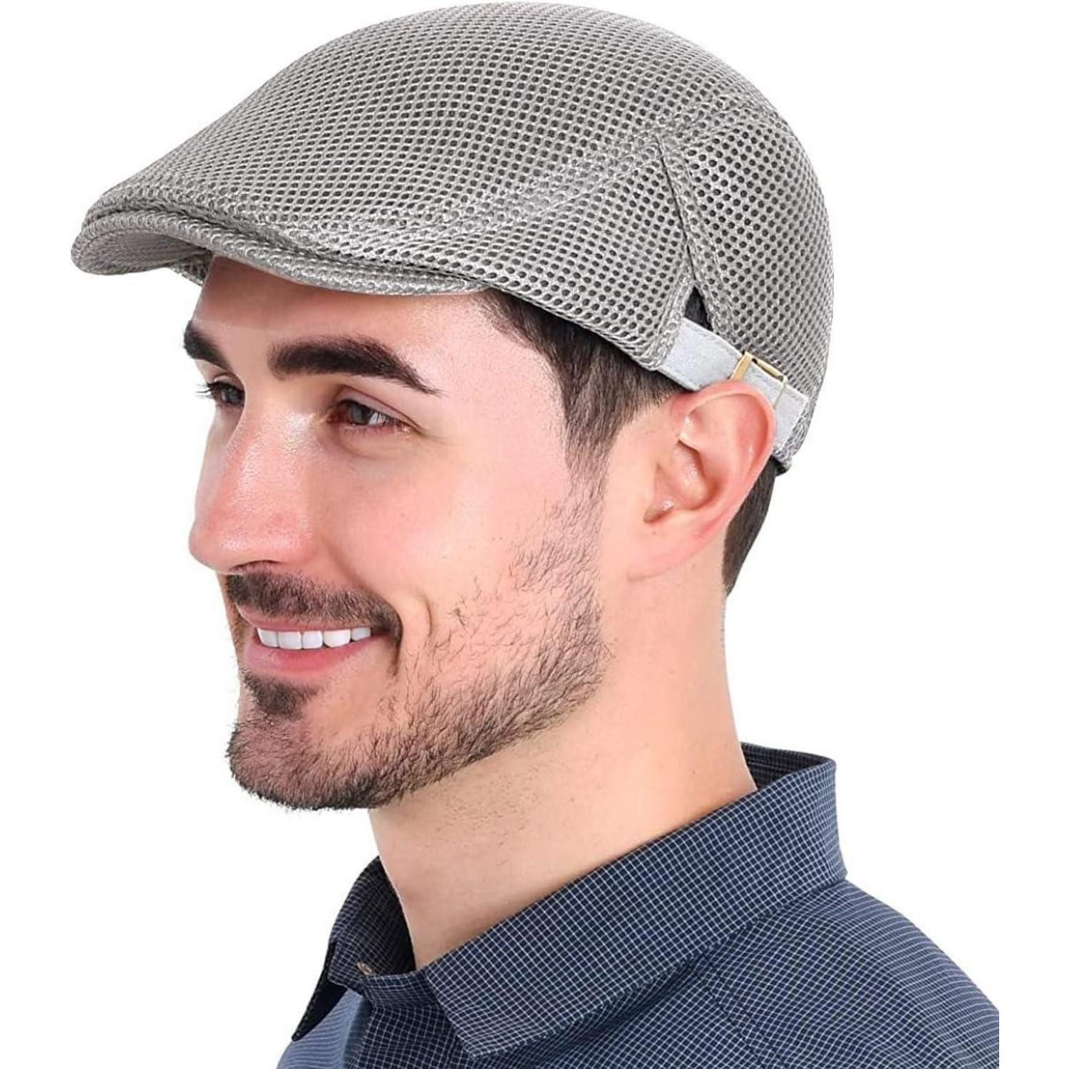 LuxusKollektion Schiebermütze Sonnenhut Barett Schiebermütze Mesh Herren Damen Einheitsgröße 2-Grau