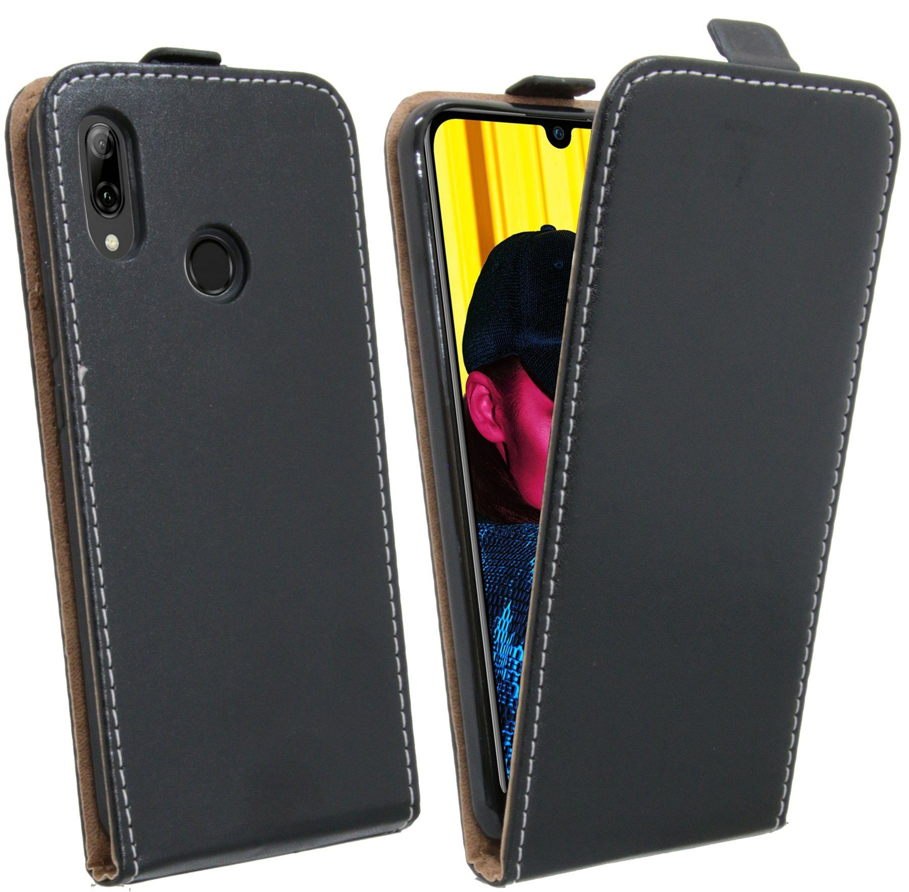 cofi1453 Handyhülle Flip Case für Honor 10 Lite, Schutzhülle Handy Flip Cover Klapptasche Schwarz