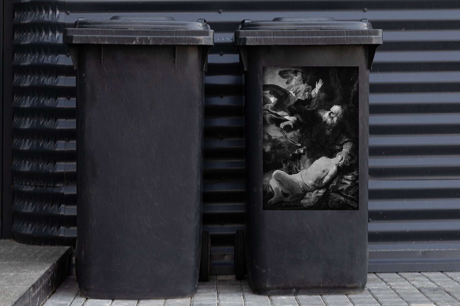 Wandsticker Die - Mülltonne, van Abrahams (1 Gemälde Container, von MuchoWow Rijn Mülleimer-aufkleber, Sticker, Rembrandt Opferung St), Abfalbehälter