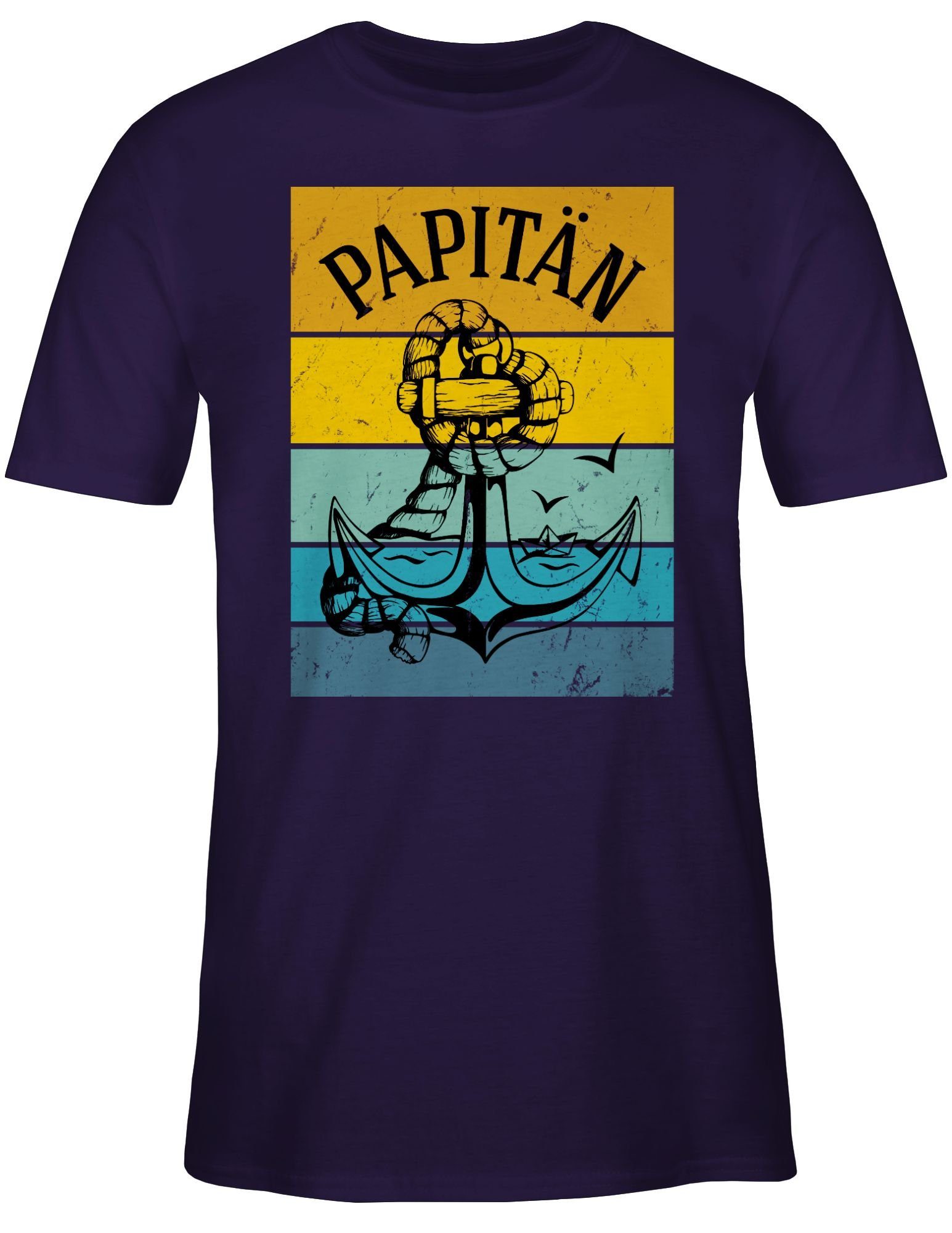 Shirtracer T-Shirt Vatertag Papa Anker Lila Papitän 03 Geschenk für