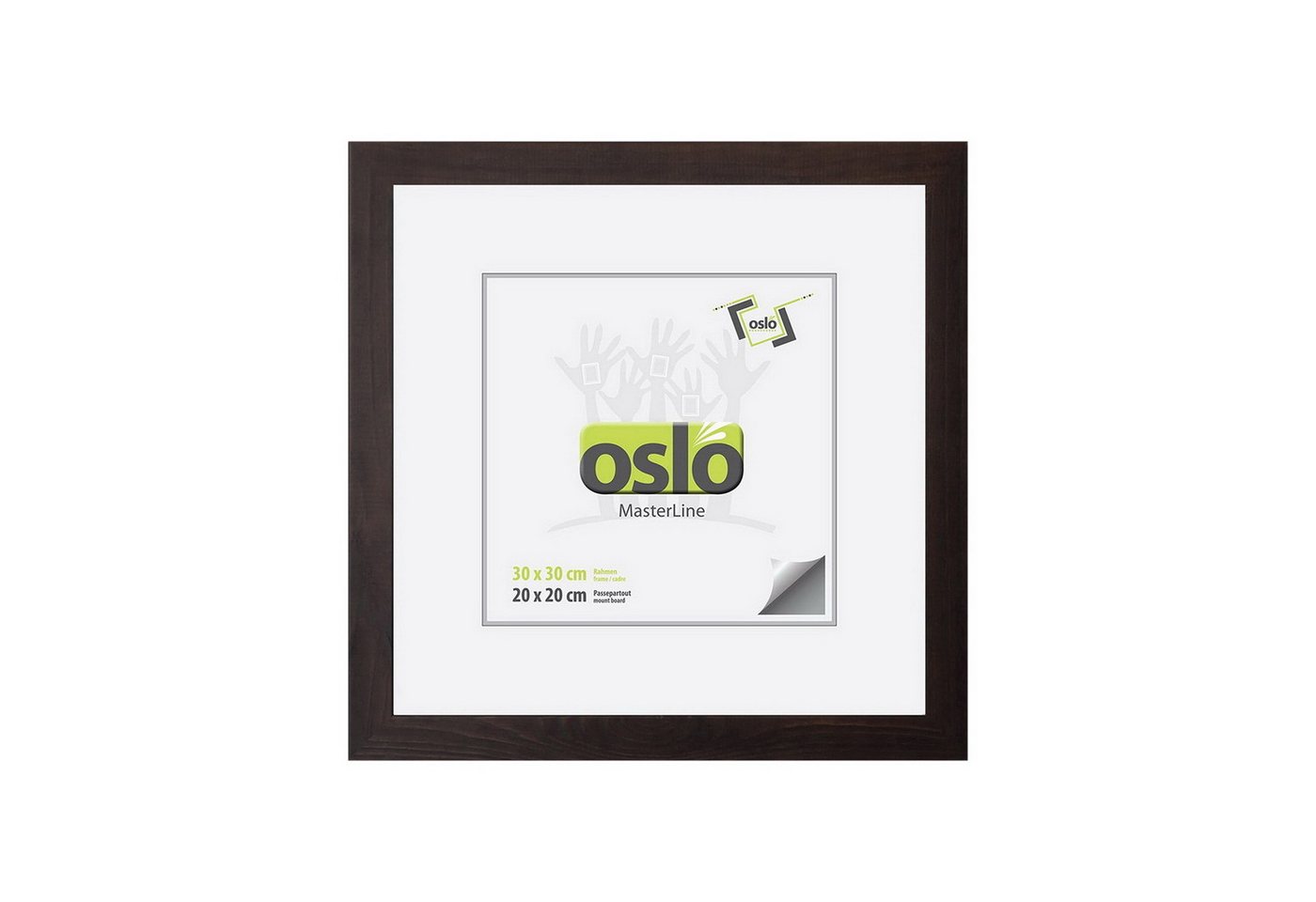 Oslo MasterLine Einzelrahmen Bilderrahmen Holz 30x30 oder 40x40 quadratisch FSC mit Glasscheibe, 30 x 30 cm dunkelbraun