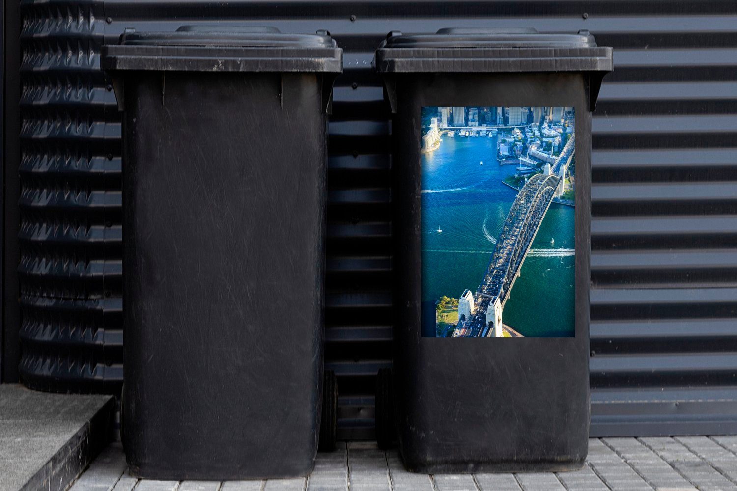Wandsticker in Australien Sticker, über Harbour Blick Mülleimer-aufkleber, Mülltonne, Bridge die Container, MuchoWow Abfalbehälter (1 Sydney St),