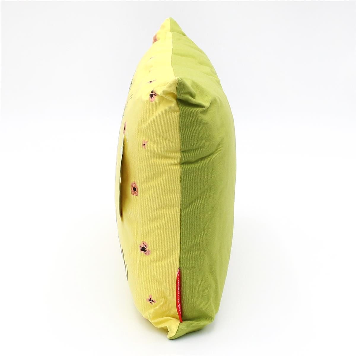 Dekohelden24 Dekokissen Faultier Kissen mit Bezug aus 100% Baumwolle, L / B / H: 40 x 13 x 23