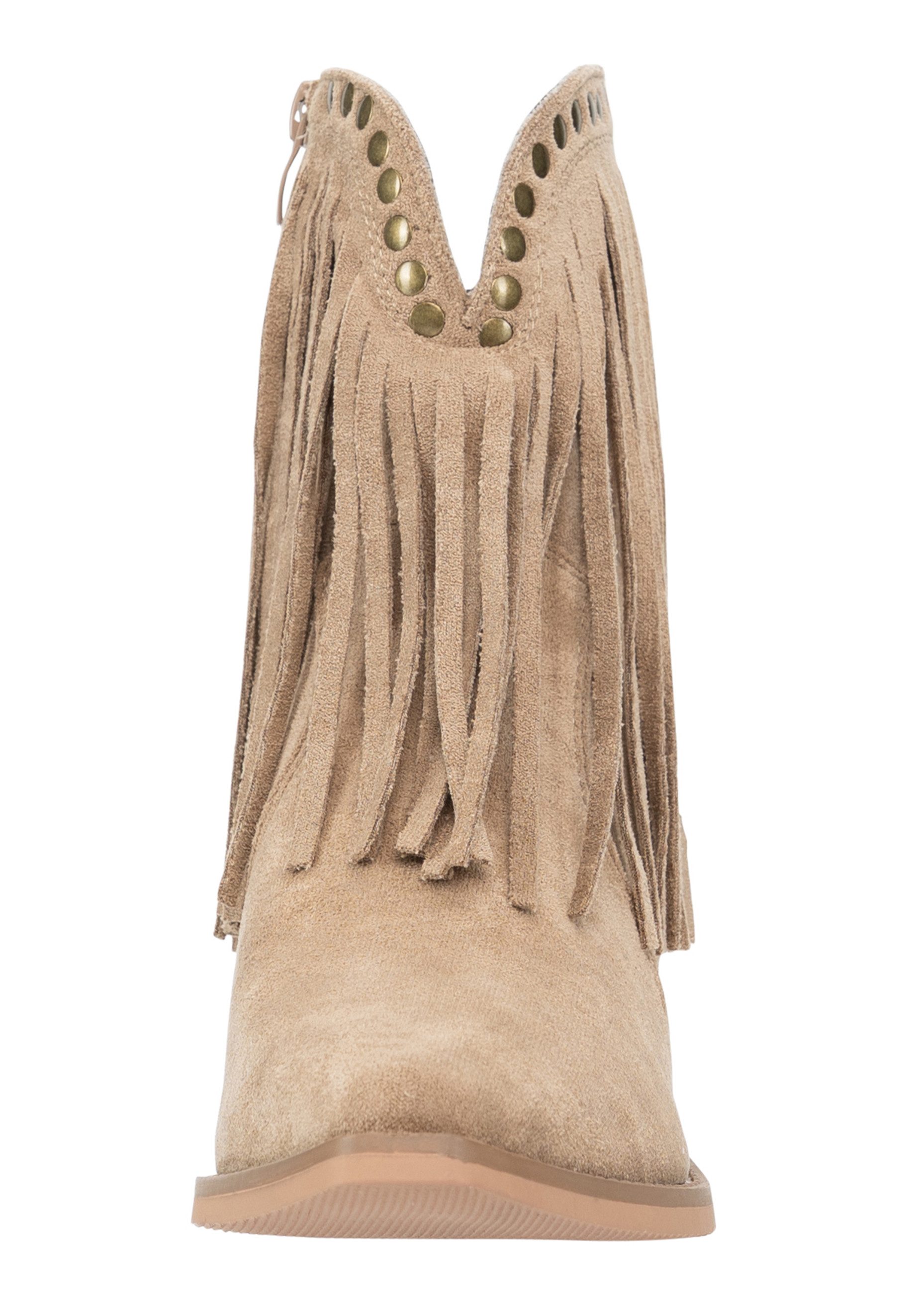 Salinyang Damen Western Boots in Wildlederoptik mit Fransen & Nieten Stiefelette – Bild 4 von 5