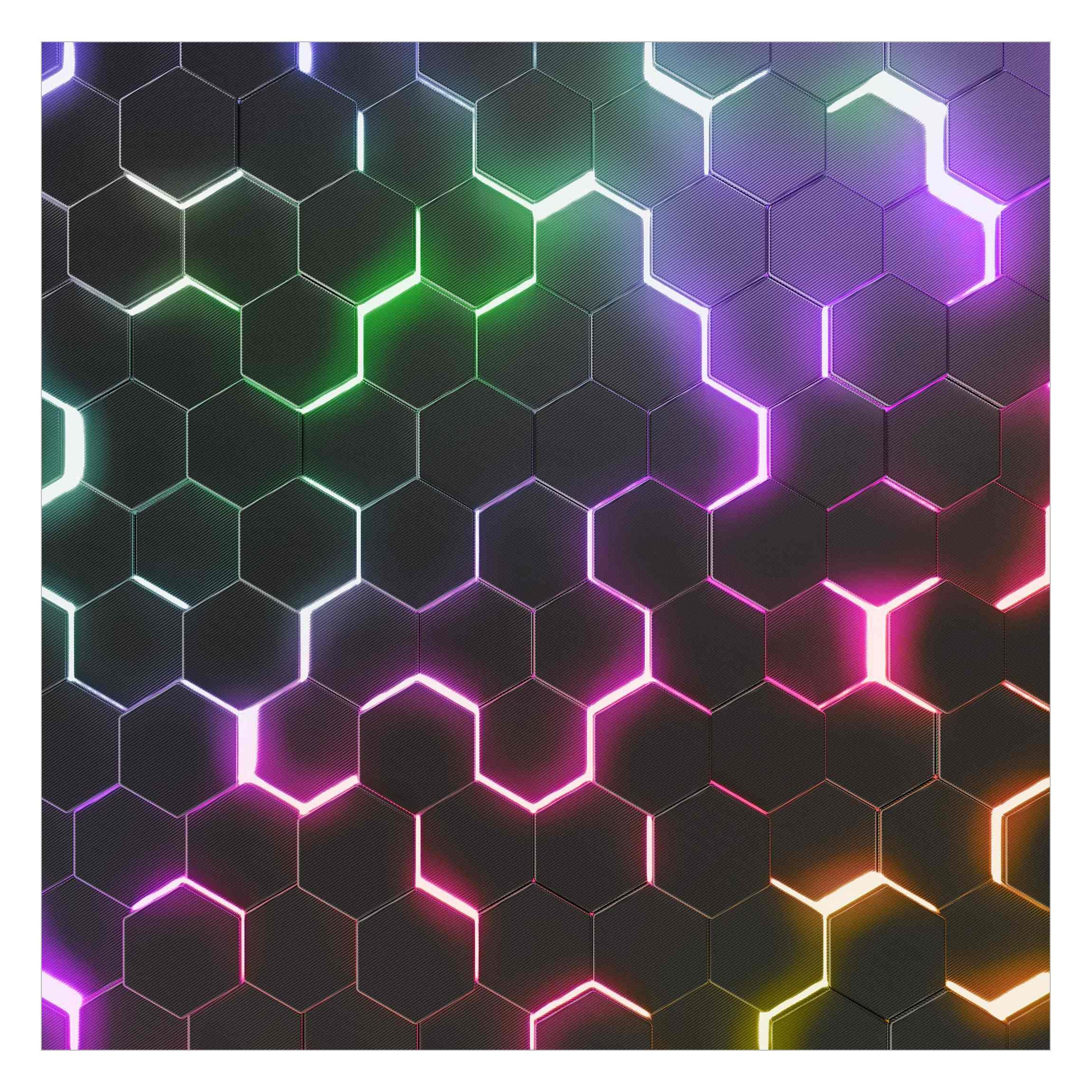 Bilderdepot24 Fototapete Gamer Hexagone Neonlicht Wanddeko Modern Kunst 3D- günstig online kaufen
