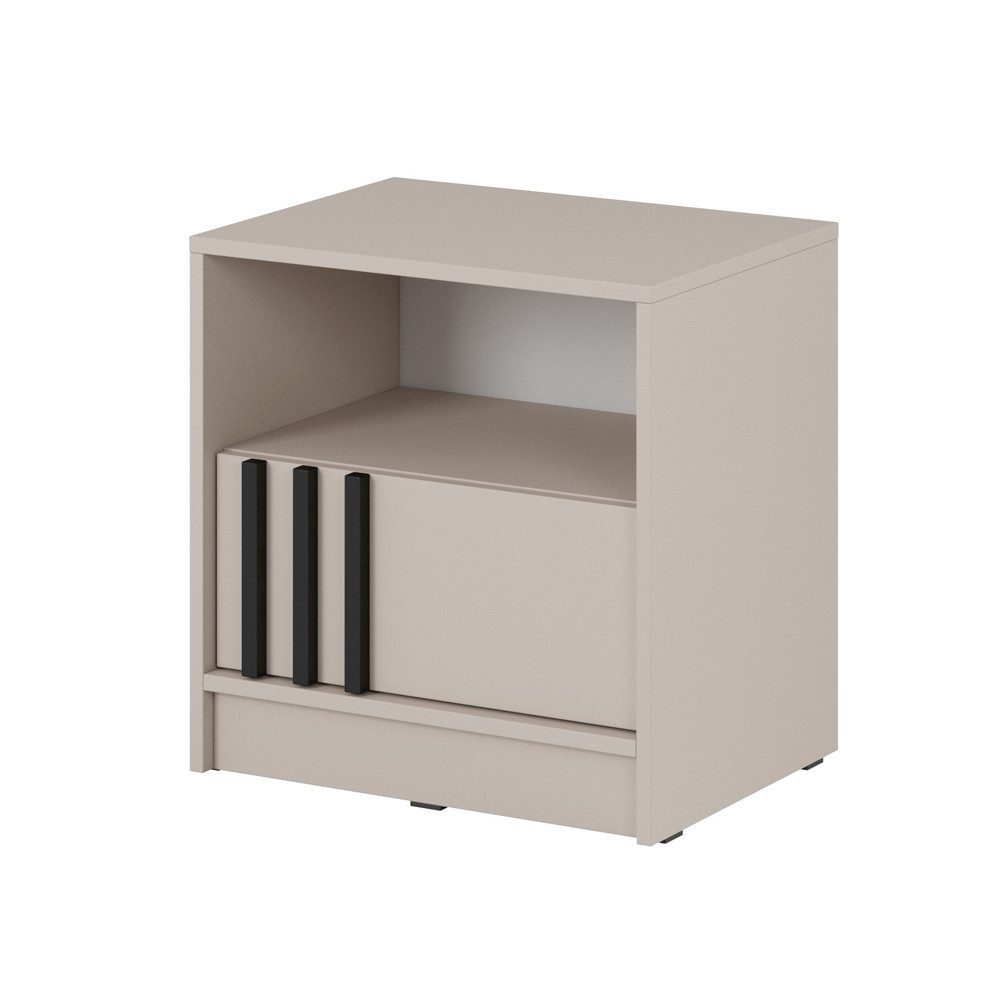 Lomadox Nachttisch NAMUR-160, in Kaschmir, 51 cm breit, mit schwarzen Lamellen
