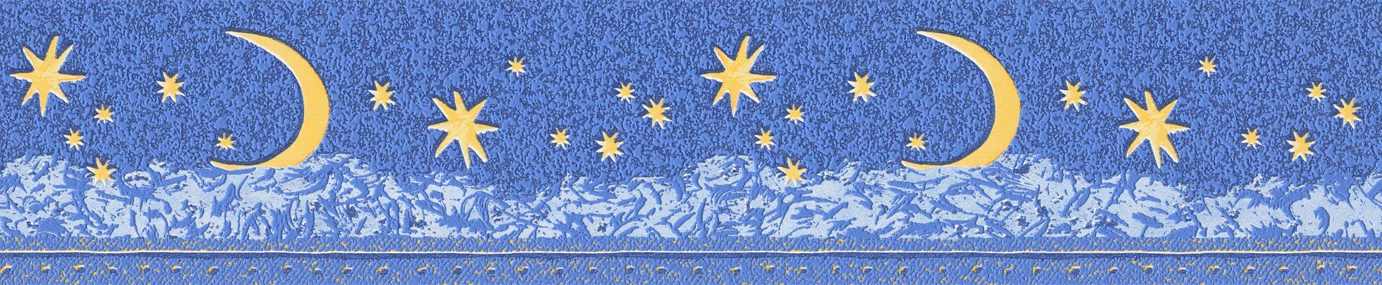 A.S. Création Bordüre Only Borders 11, strukturiert, gemustert, Motiv, Tapete Bordüre Sterne Blau Gelb mit Blumen