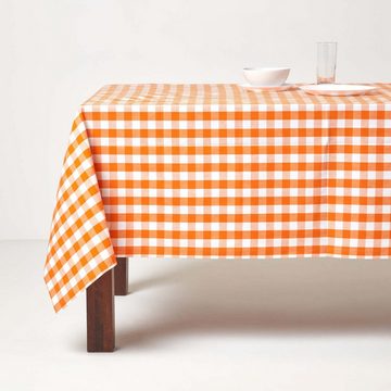 Homescapes Tischdecke Orange karierte Tischdecke aus 100% Baumwolle, 138 x 138 cm (1-tlg)