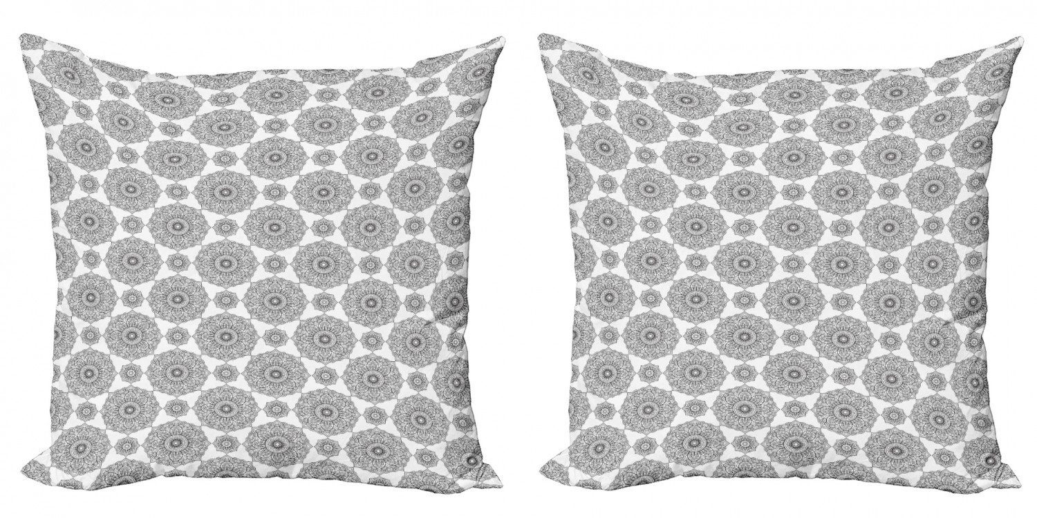 Kissenbezüge Modern Accent Doppelseitiger Digitaldruck, Abakuhaus (2 Stück), Mandala Eastern Blüten und Blätter