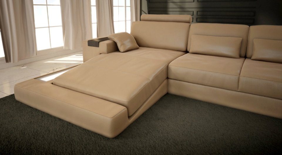 JVmoebel Ecksofa, Ecksofa Form Couch Sofa Wohnlandschaft Ledersofa Polster U Designer