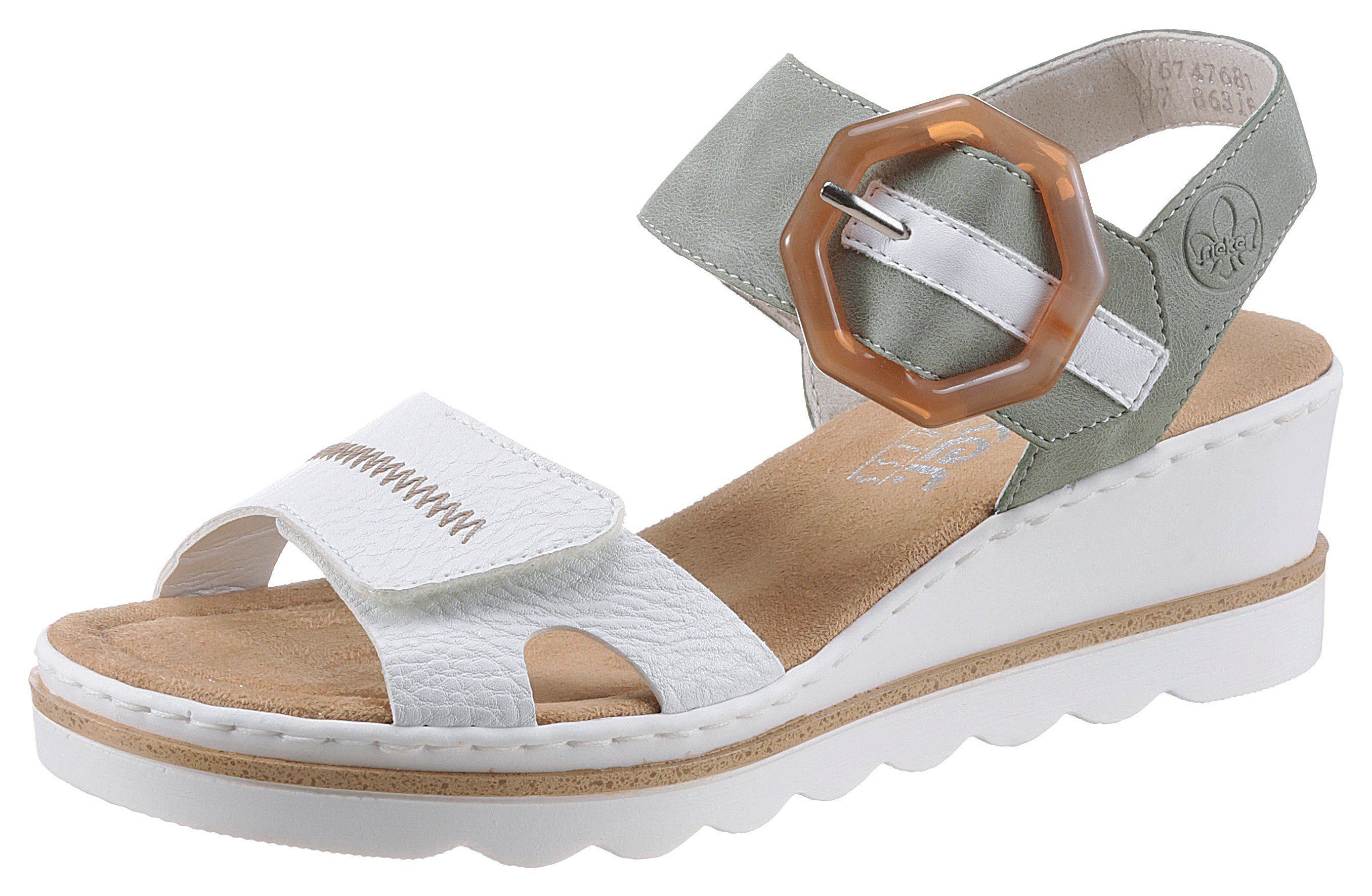 Rieker Sandalette mit auffälliger Schmuckspange mint-weiß