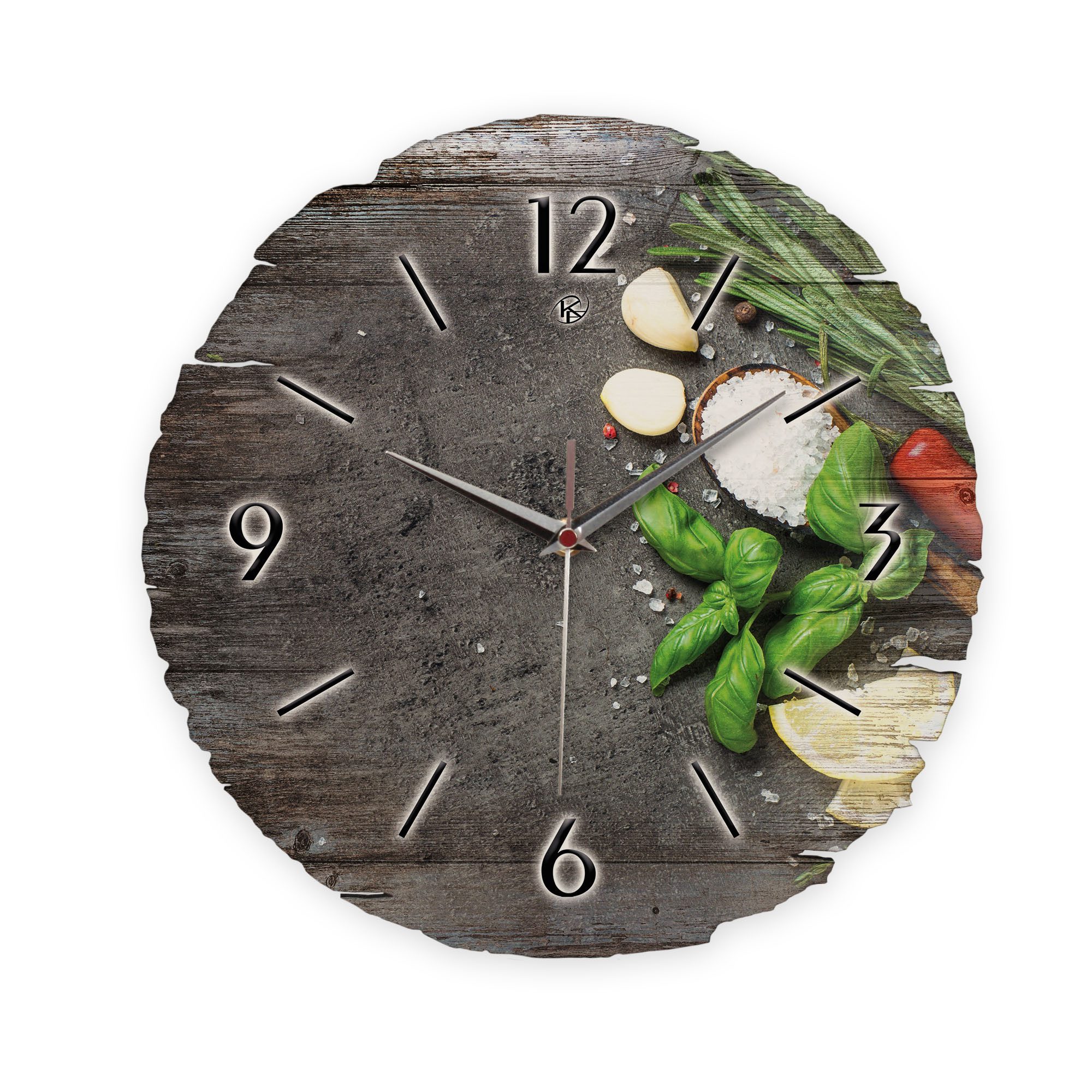 Wanduhr Wanduhr "Kräuter & Gewürze" aus Naturholz