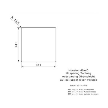 REGINOX Edelstahlspüle Reginox Einbaubecken Houston 40x40 Edelstahl poliert, 44/44 cm