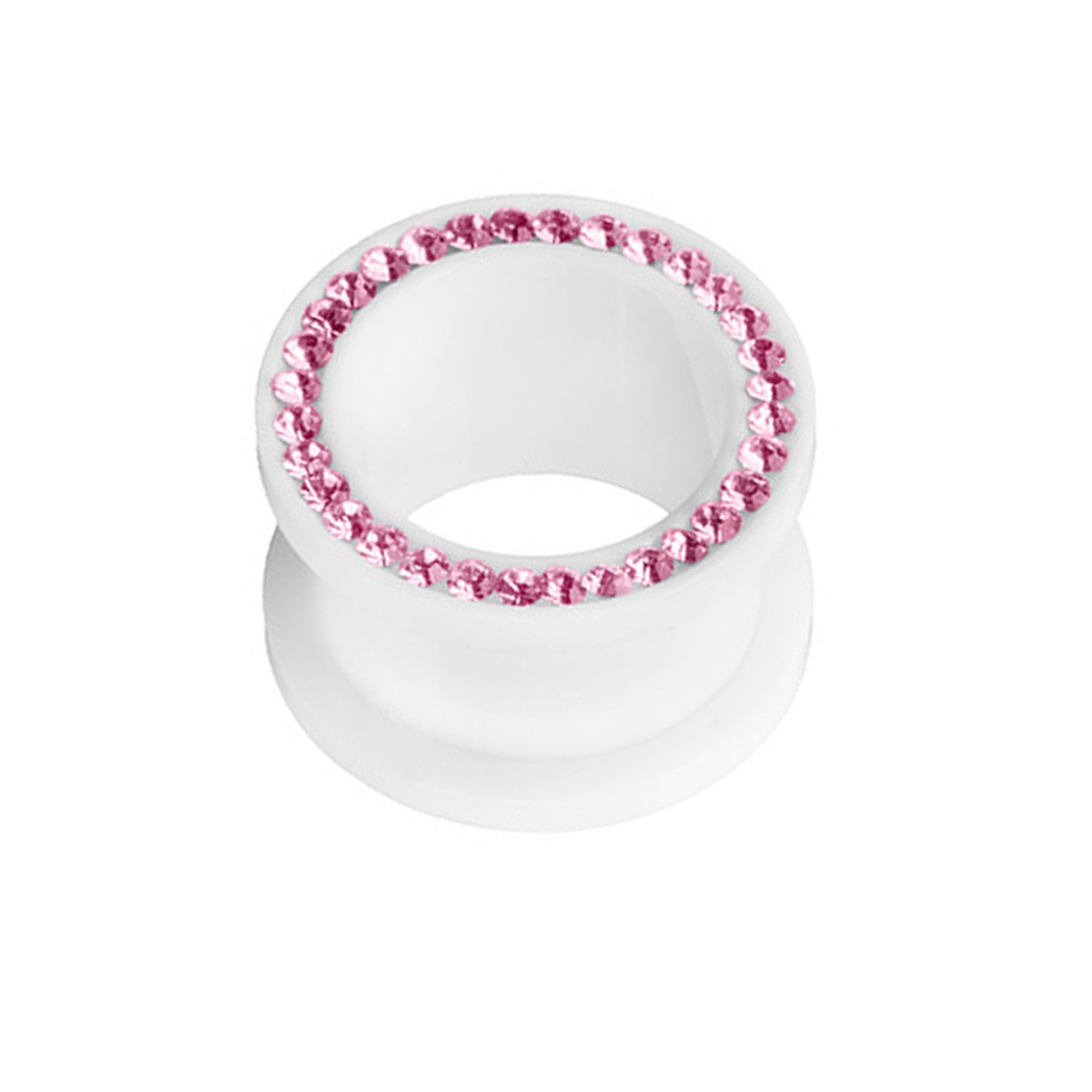 Taffstyle Plug Piercing Kristallen, Kristallen Schraub Plug Tunnel farbigen mit Kunststoff Piercing Flesh farbigen Pink Kunststoff Ohr