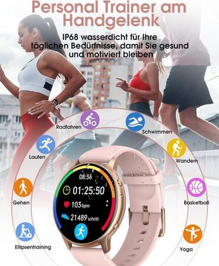 TUYOMA Darmen's IP68 Wasserdicht Smartwatch (1,3 Zoll), mit Telefonfunktion Fitness Herzfrequenz, SpO2, Schlafmonitor