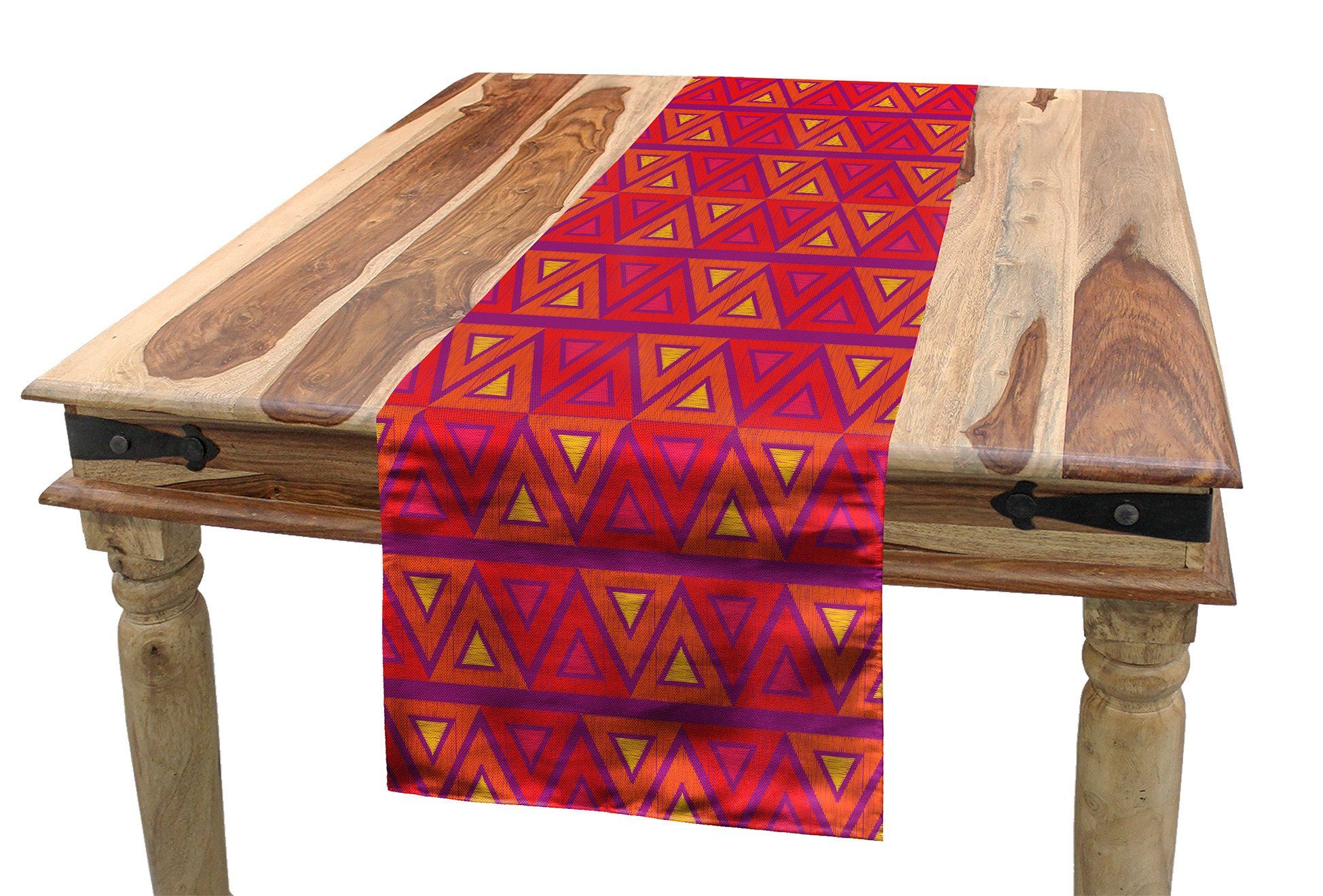Abakuhaus Tischläufer Esszimmer Küche Rechteckiger Dekorativer Tischläufer, Geometrisch Angular Abstrakt ethnische