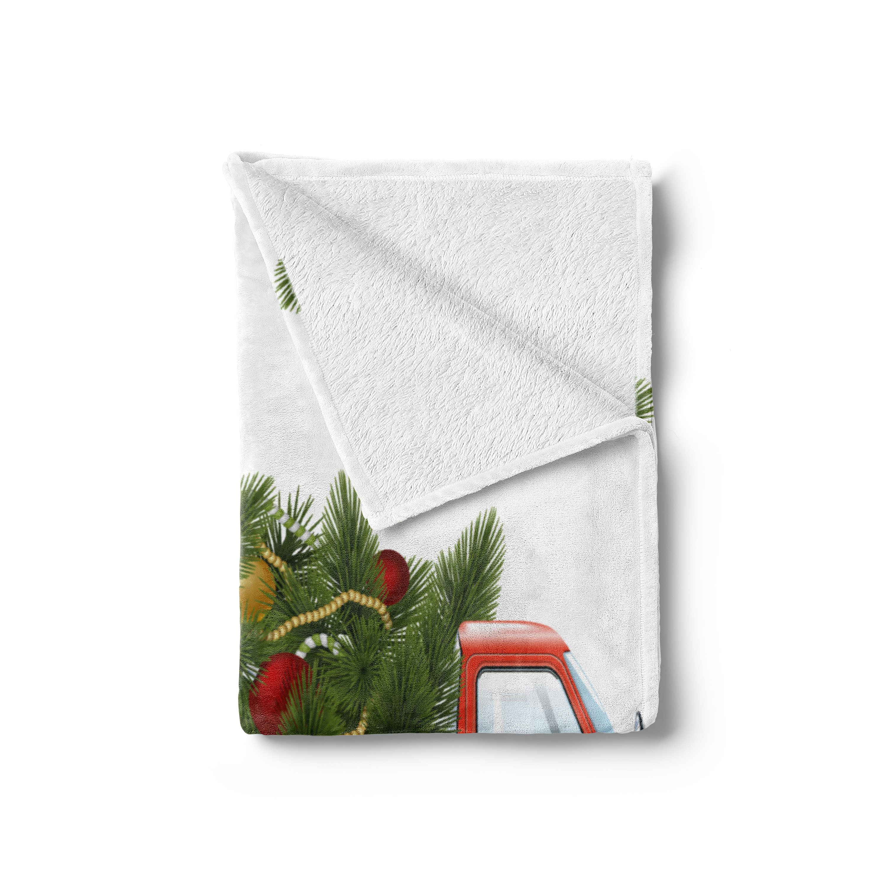 Wohndecke Gemütlicher Plüsch für den Innen- und Außenbereich, Abakuhaus, Weihnachten Weihnachten LKW und Baum