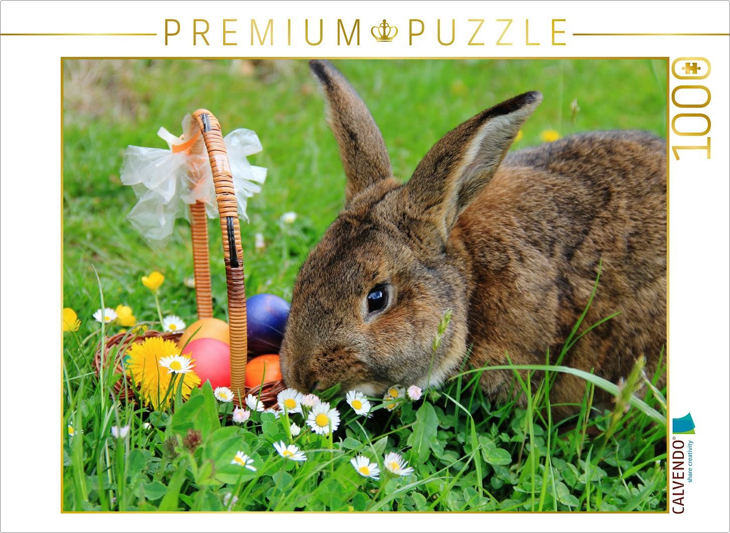 CALVENDO Puzzle CALVENDO Puzzle Osterhase Anton beim Ostereier verstecken, 1000 Teile, 1000 Puzzleteile