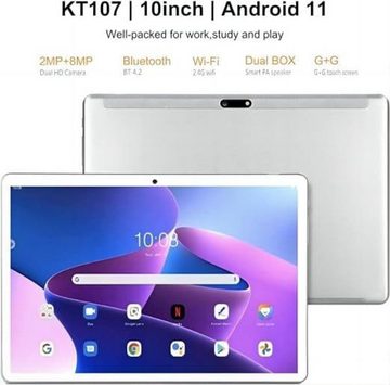 niuniutab Mit 4 GB RAM (128 GB erweiterbar), Kamera 2 MP + 8 MP Tablet (10", 64 GB, Android 11, 1,6 GHz, 2,4 G WiFi, 2,5 D IPS 800 x 1280 FHD, großer Akku Touch)