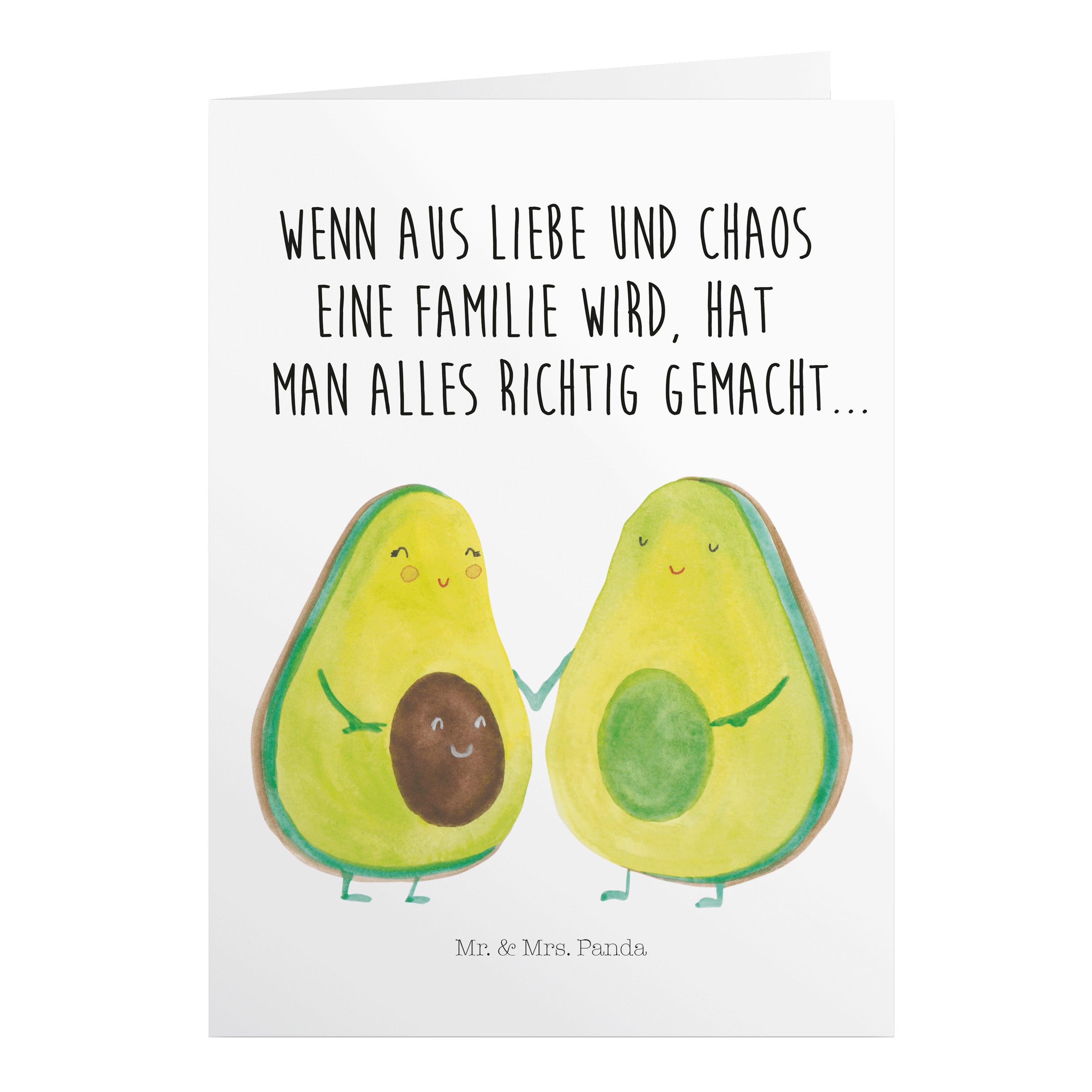 Mr. & Mrs. Panda Grußkarte »Avocado Pärchen Weiß Veggie, Liebe