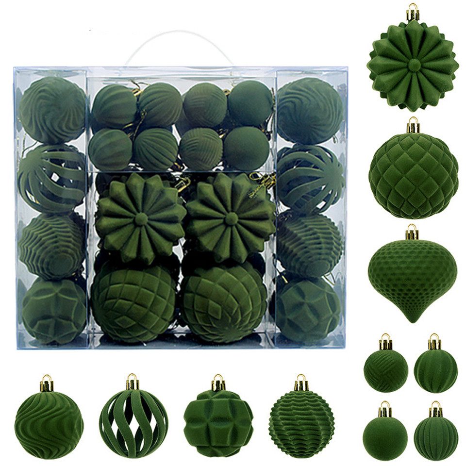 Coonoor Weihnachtsbaumkugel 48er Set Samt-Weihnachtskugeln, Kunststoff-Weihnachtskugeln in 4/6/8 cm Größen
