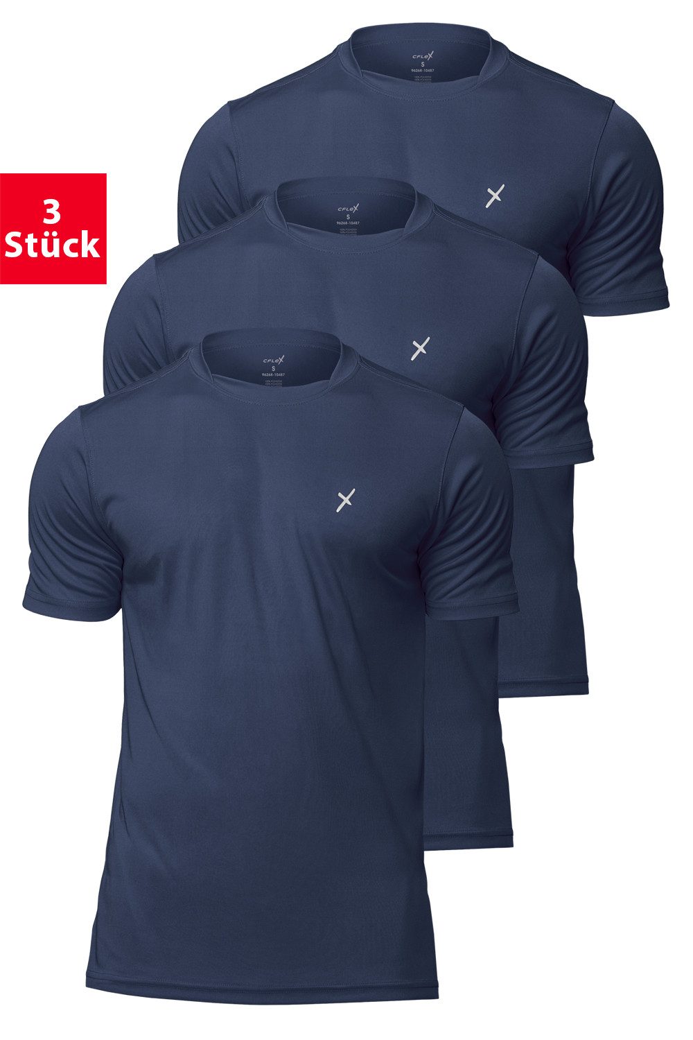 CFLEX Trainingsshirt Herren Sport Shirt 3er Pack - Fitness T-Shirt Sportswear Collection