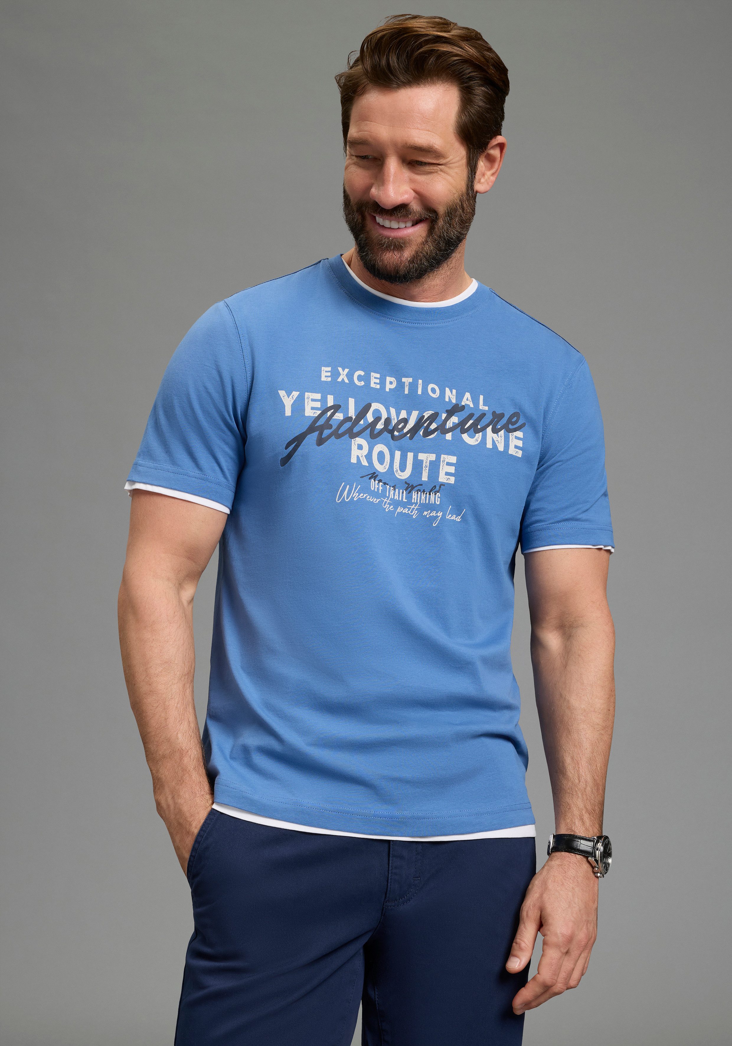 Man's World Rundhalsshirt Neue Kollektion! normale Passform, Kurzarm, mit Print-Applikation