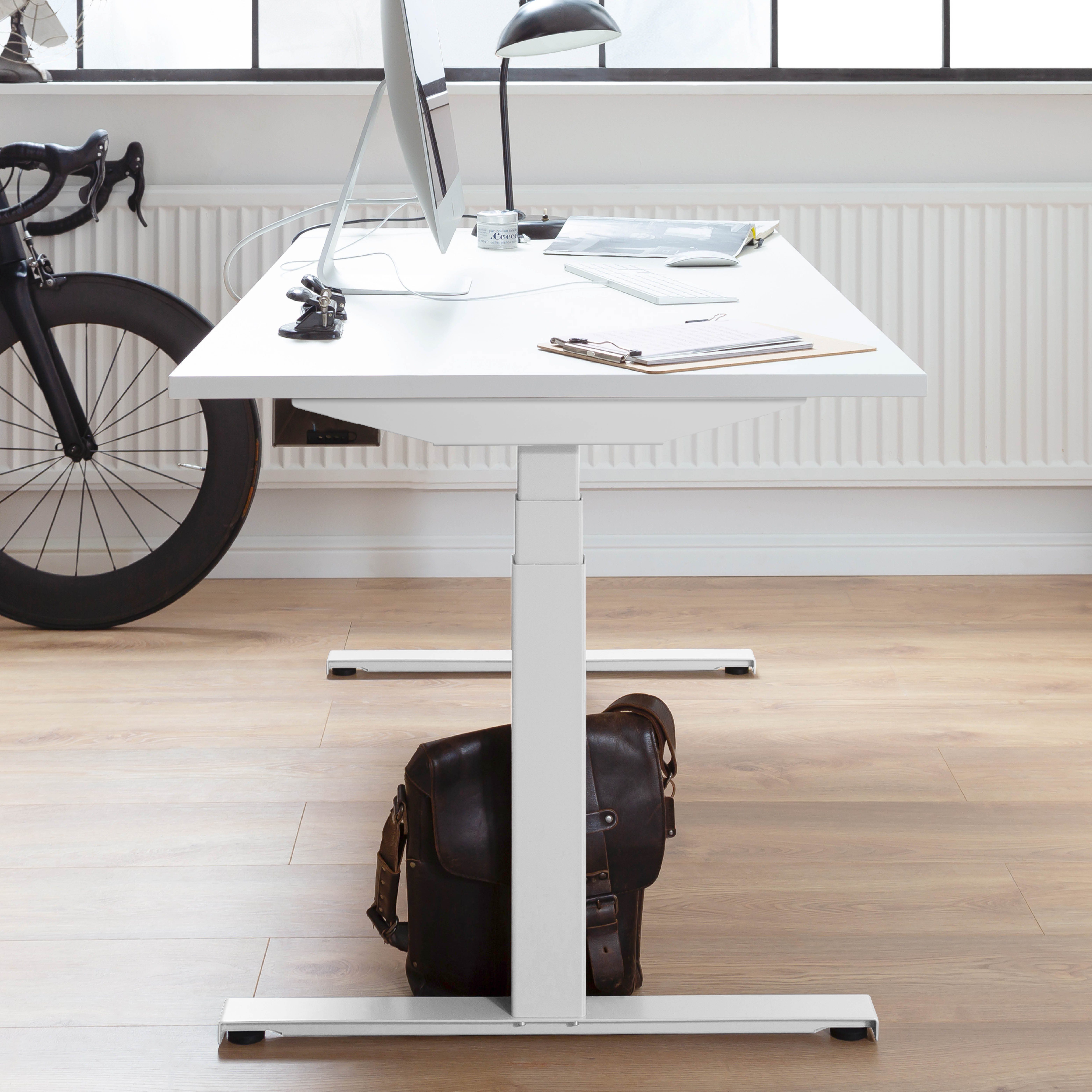 Easydesk, boho Weiß Weiß x Schreibtisch Weiß 140 | 80 höhenverstellbar office® elektrisch Tischplatte cm Weiß