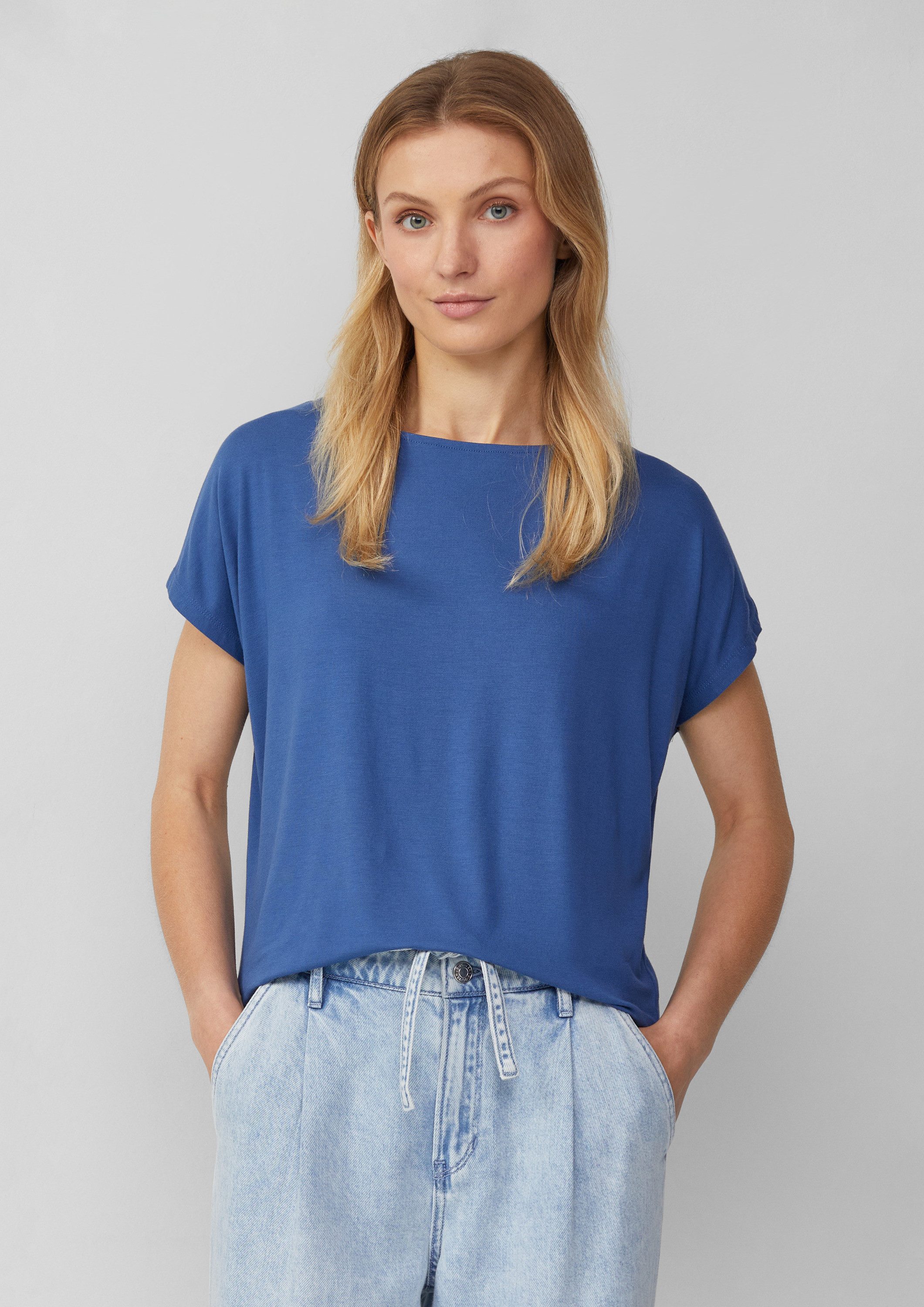 s.Oliver Kurzarmshirt T-Shirt Fließendes Jersey-Shirt mit überschnittenen S günstig online kaufen