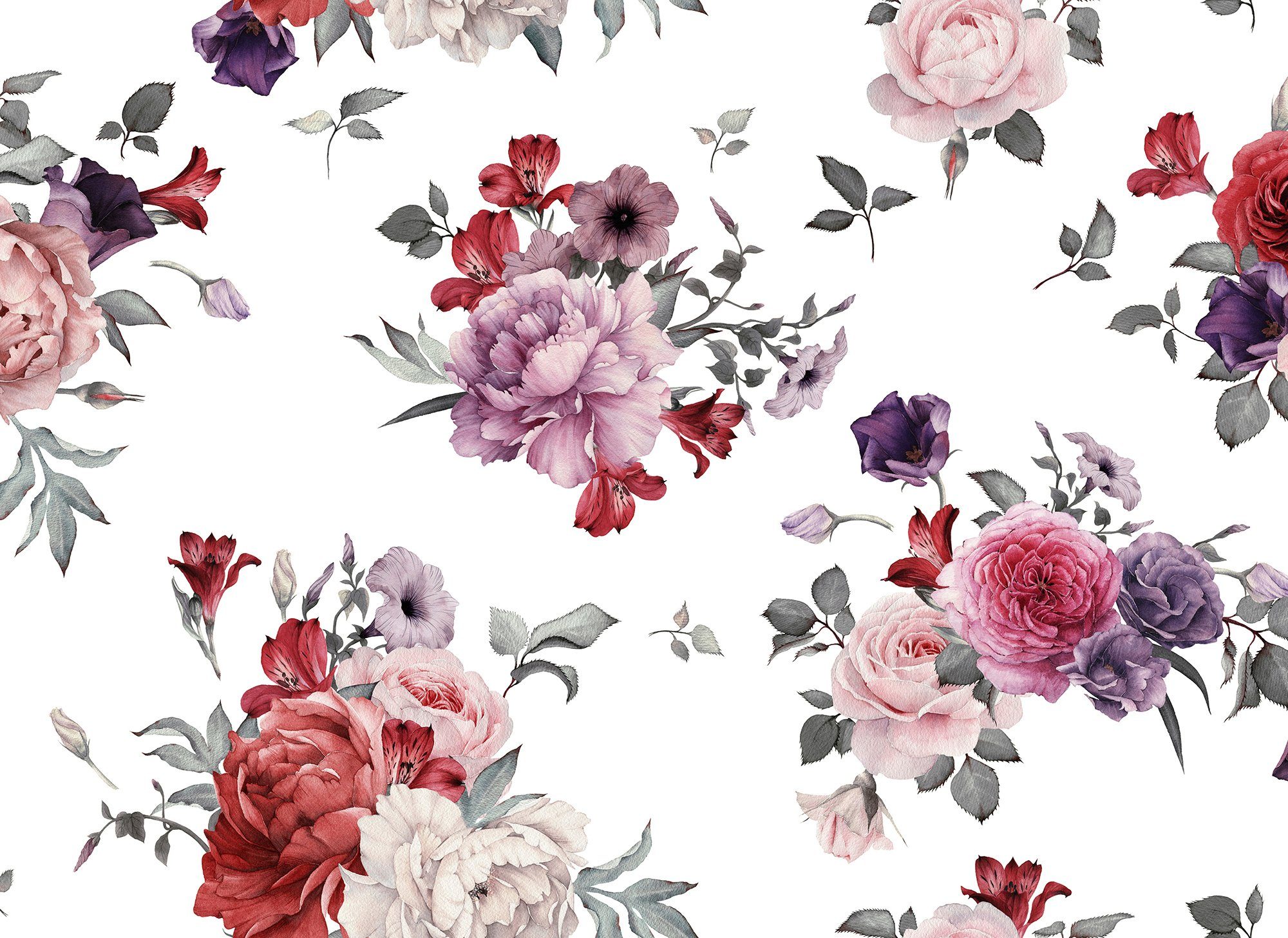living walls Fototapete Designwalls Flower Bouquet 1, glatt, (5 St), Vlies, Wand, Schräge, Decke