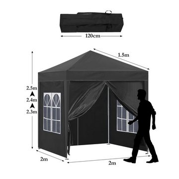 CLIPOP Faltpavillon Gartenpavillon, 2x2m Gartenzelt, Tragbare Partyzelt