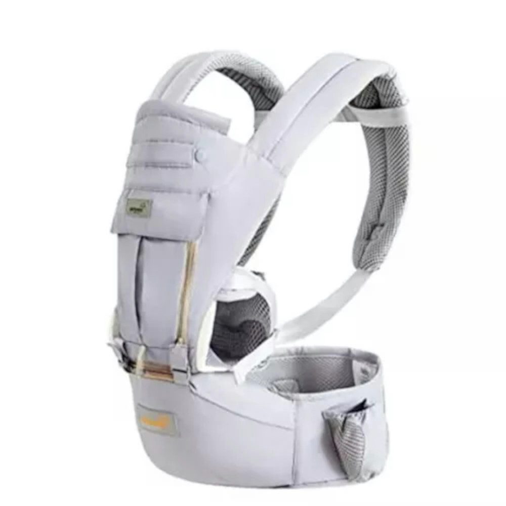 Babytrage 6 in 1 Ergonomische Babytrage mit Hüftsitz Lordosenstütze Grau